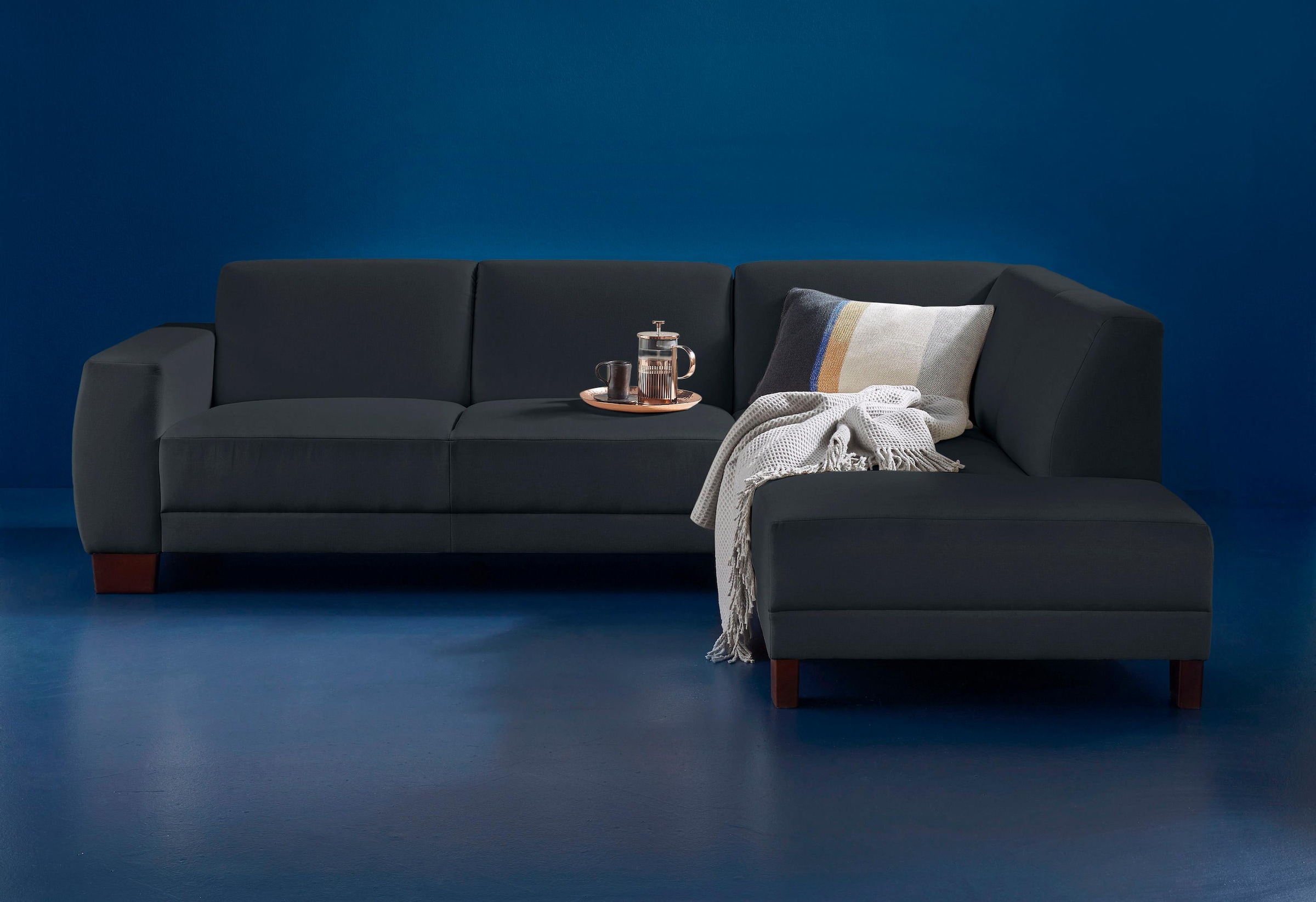 Max Winzer® Ecksofa »Boston bequem, aktuelles Design, hochwertige Verarbeitungsdetails«, in kubischer Form, Ottomane wahlweise rechts oder links