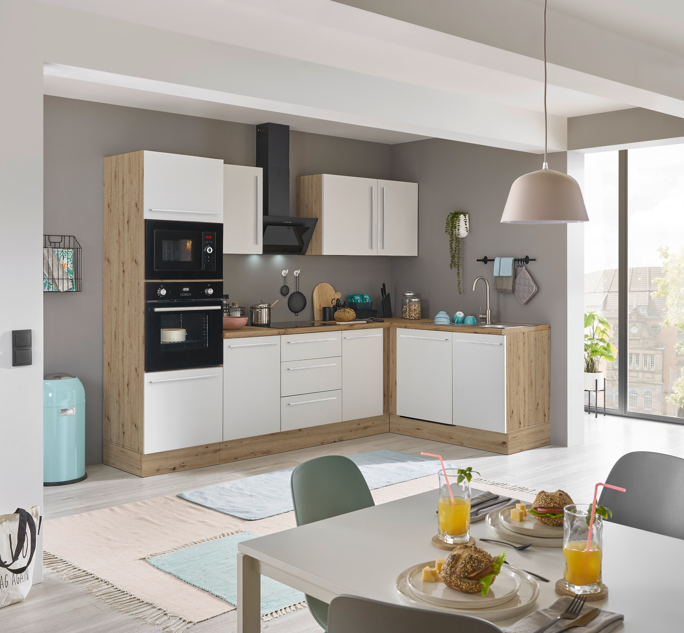 KOCHSTATION Winkelküche »Florida, Stellbreite 280x165 cm«, wahlweise mit E-Geräten, mit Softclose für Türen und Schubkästen