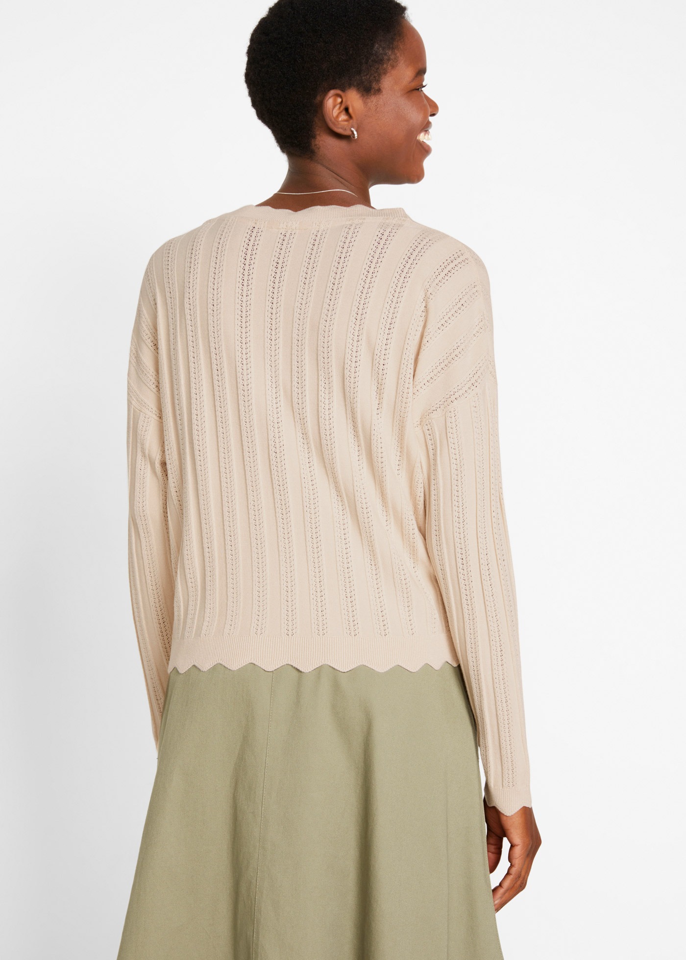 bonprix Strickjacke Oversize-Passform, mit Ajour-Muster, für festlichen Loo günstig online kaufen