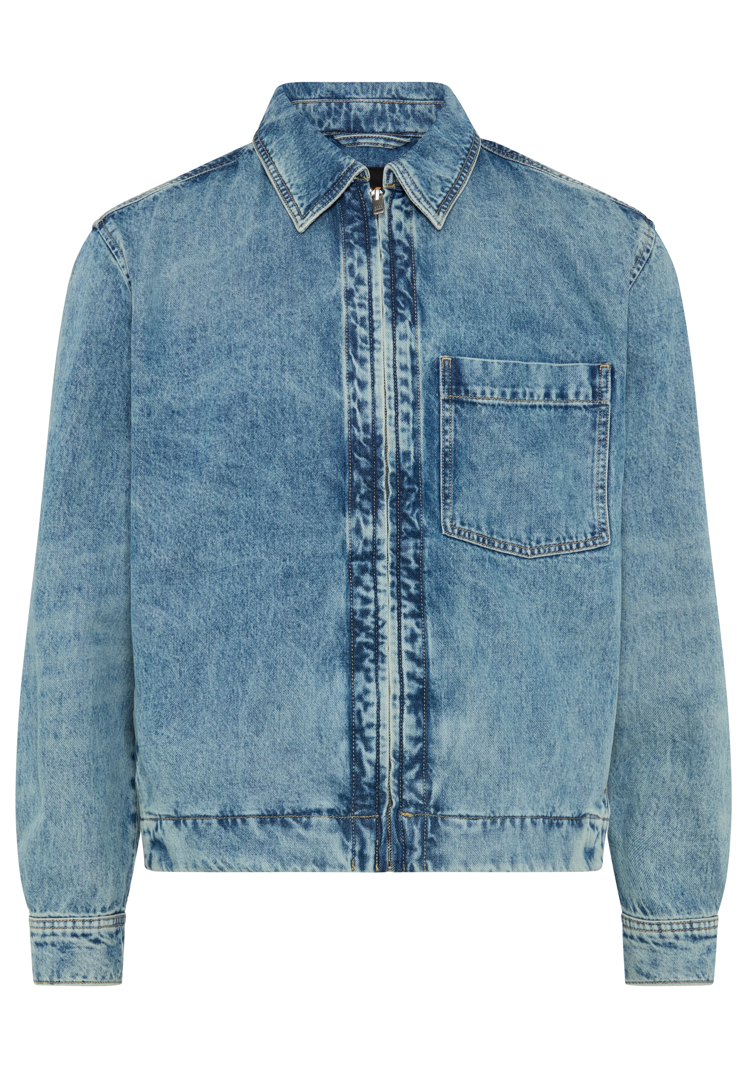 BOSS ORANGE Jeansjacke "LUNEY BO" Reißverschluss, Regular Fit, Stretch-Denim