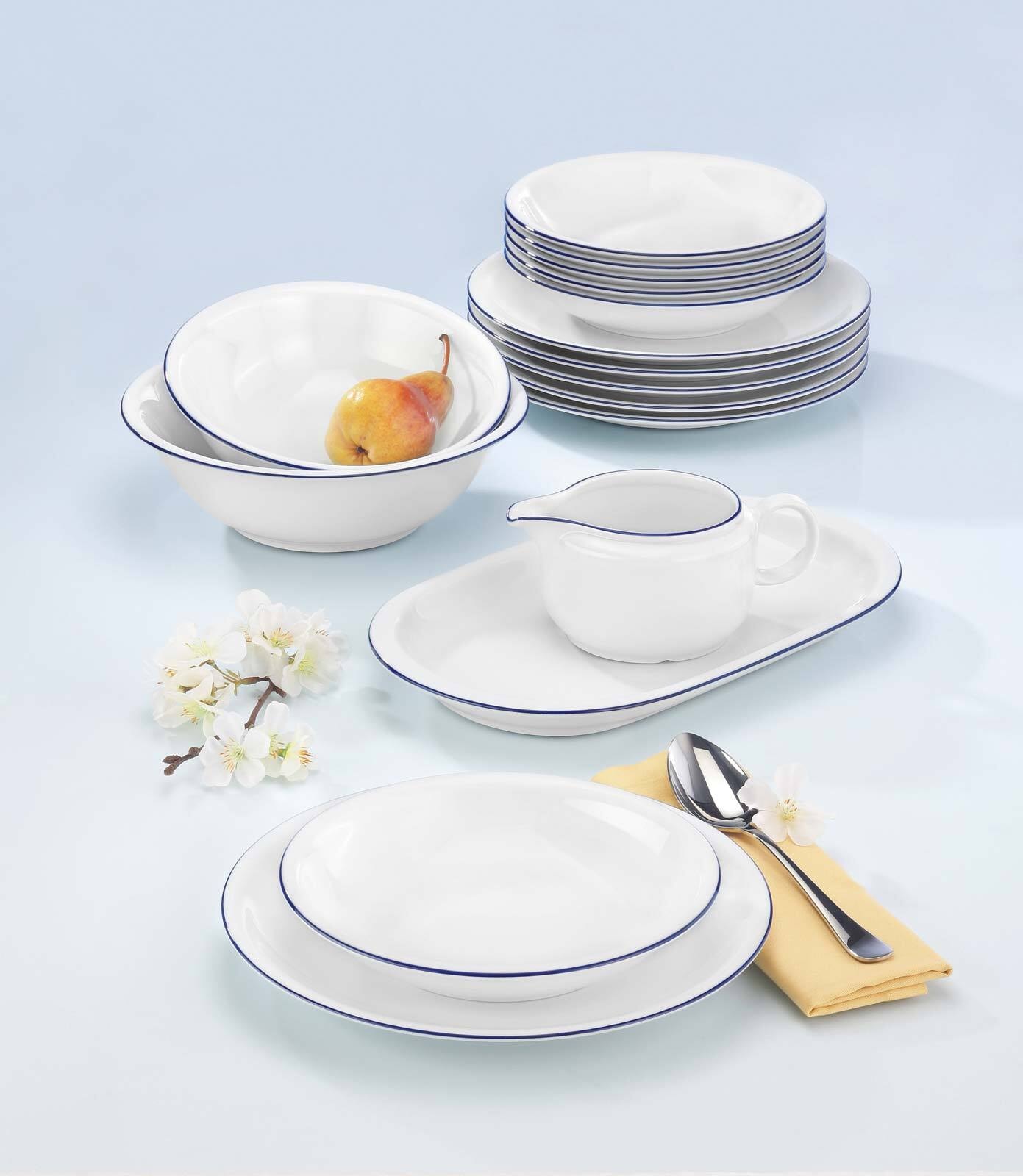 Seltmann Weiden Suppenteller »Suppenteller Compact Blaurand ø 20,2 cm 6er Set weiß-blau«