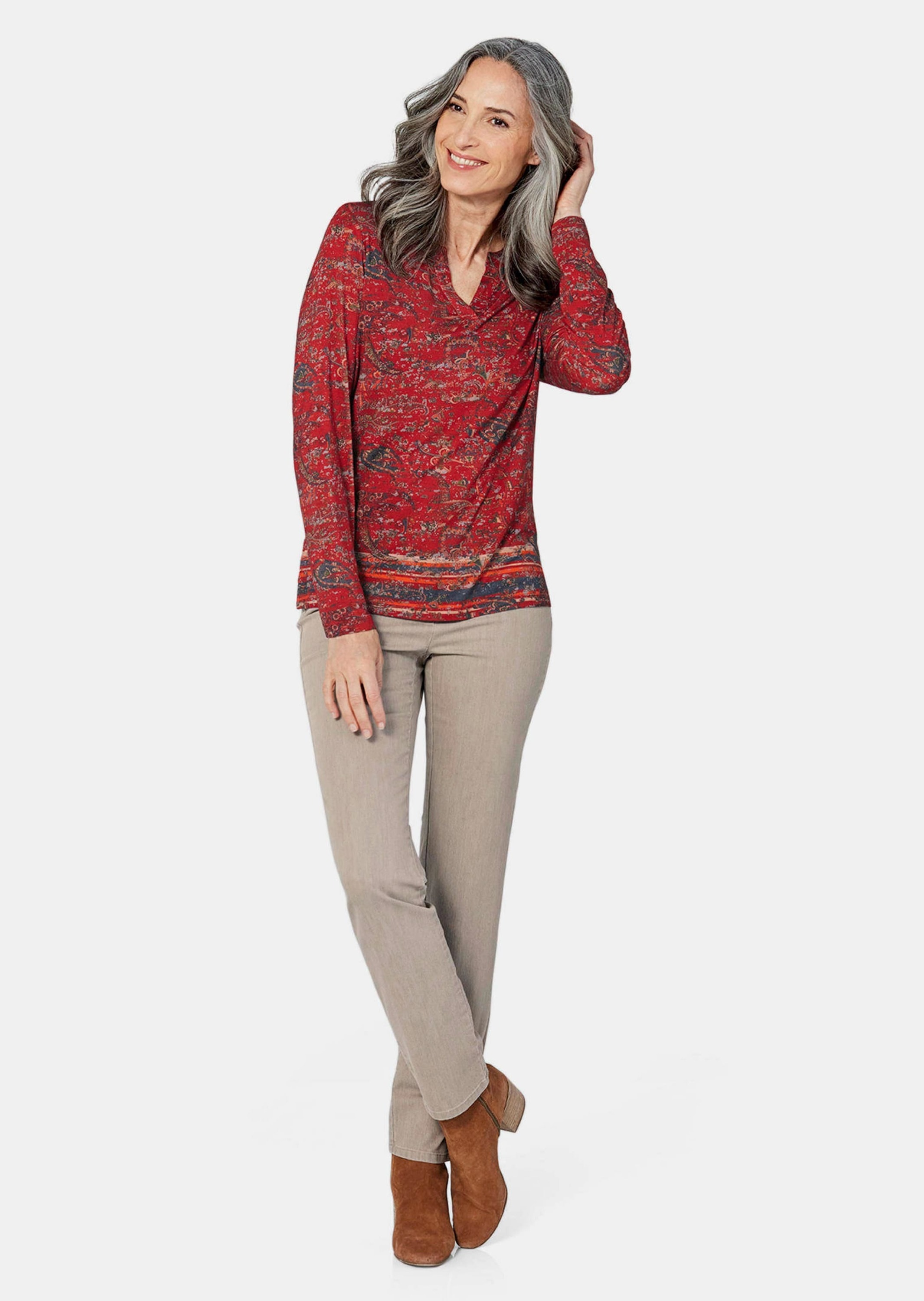 GOLDNER Print-Shirt "Langarmshirt mit Paisleymuster" günstig online kaufen