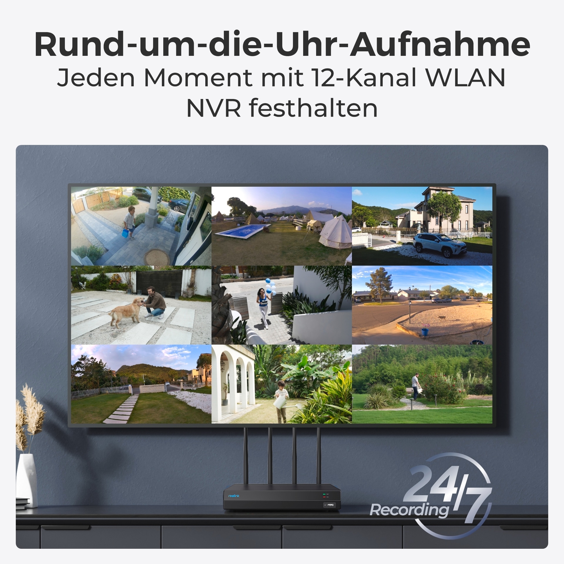 Reolink Überwachungskamera Zubehör »NVS12W - 12-Kanal WiFi 6 NVR, unterstützt bis zu 16MP Kamera, 2TB HDD«, Außenbereich, 24/7 lokale Aufzeichnung, Bis zu 16TB Speicherung, 5/2,4 GHz WLAN