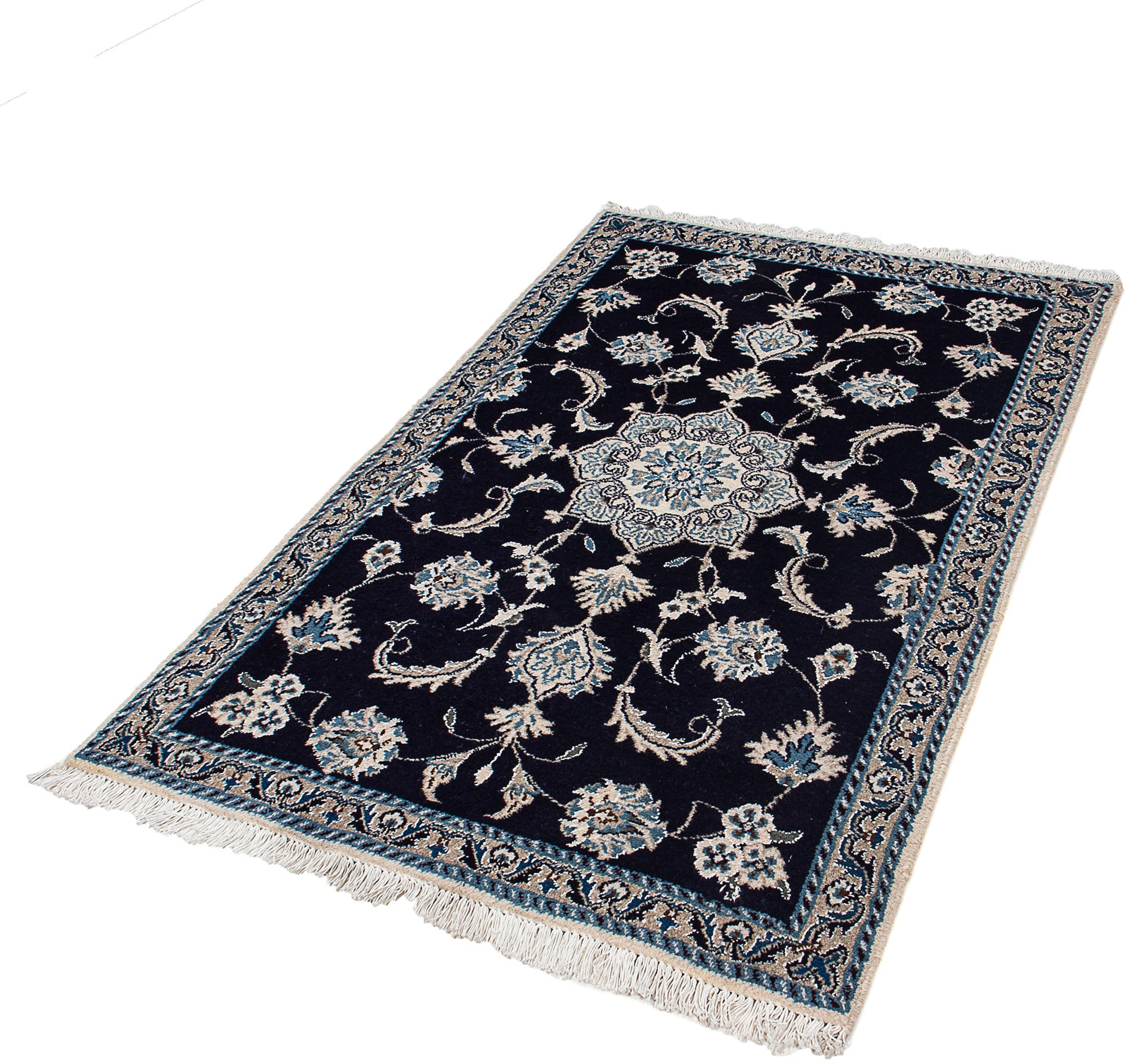 morgenland Orientteppich "Perser - Nain - 140 x 88 cm - dunkelblau", rechteckig, 10 mm Höhe, Wohnzimmer, Handgeknüpft, E