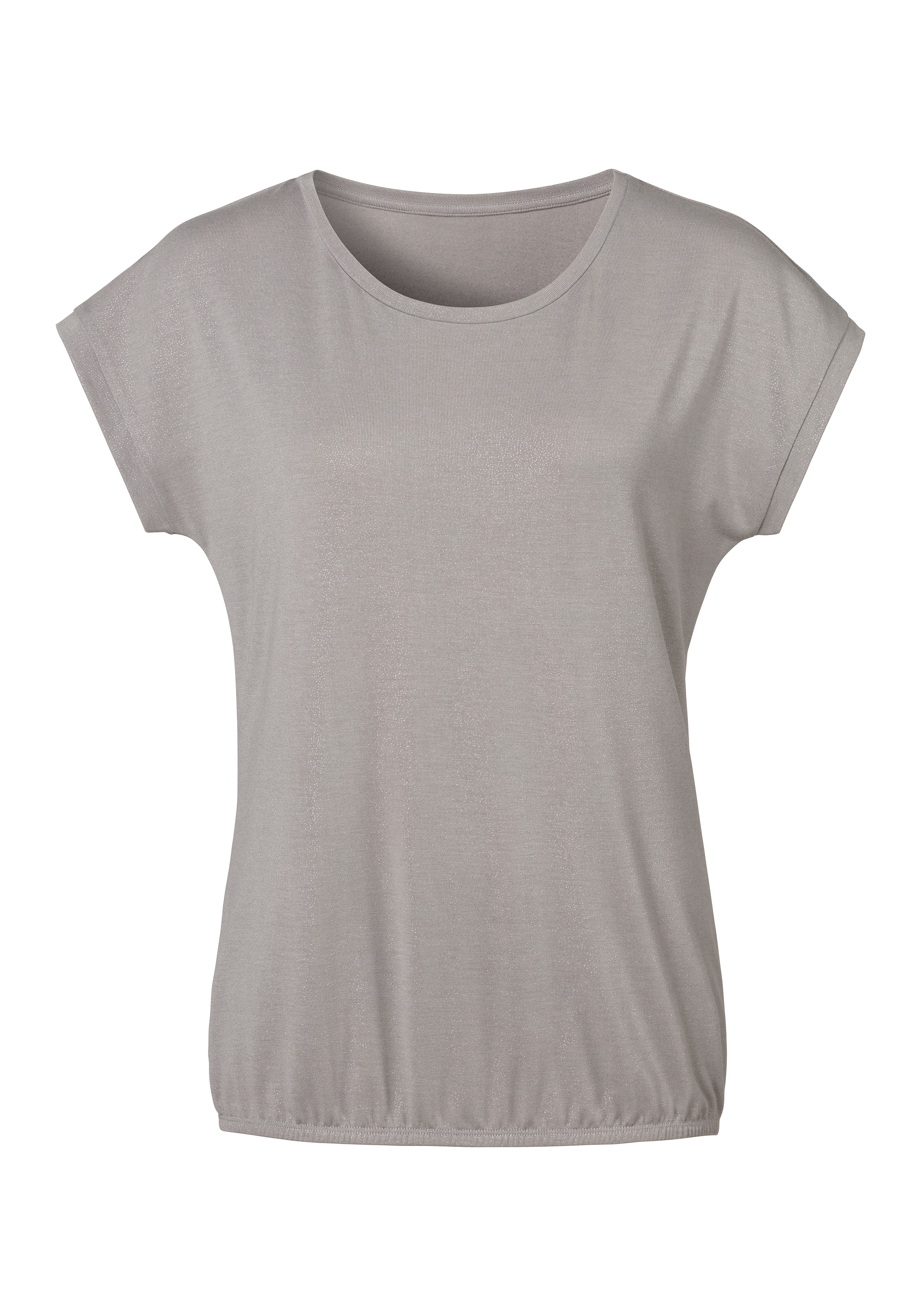Vivance T-Shirt, mit silbrigem | Kurzarmshirt, BAUR Glitzerdruck, bestellen edler Look