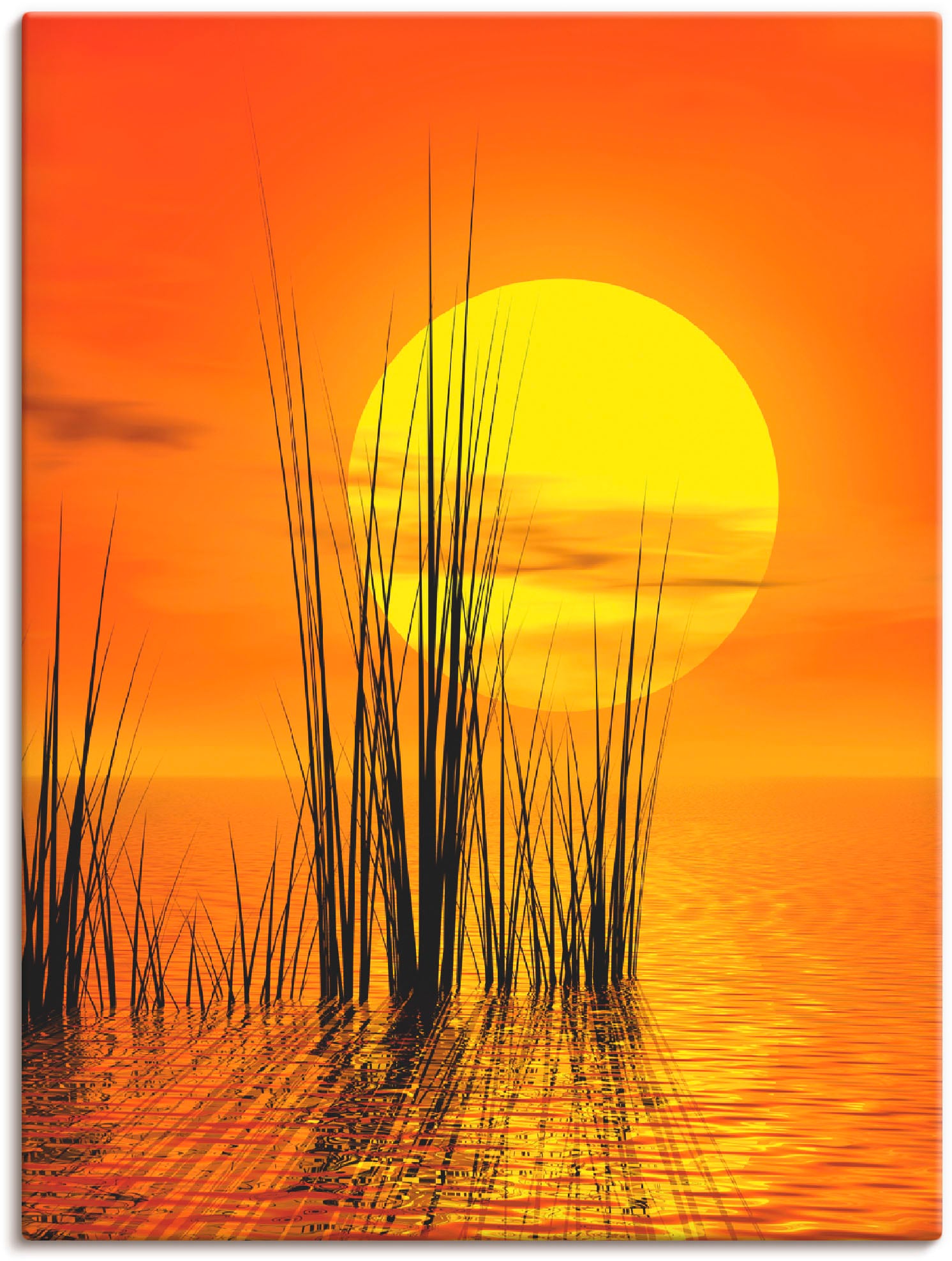 Artland Wandbild »Sonnenuntergang mit Schilf«, Sonnenaufgang & -untergang,  (1 St.), als Leinwandbild, Wandaufkleber oder Poster in versch. Größen  bestellen | BAUR