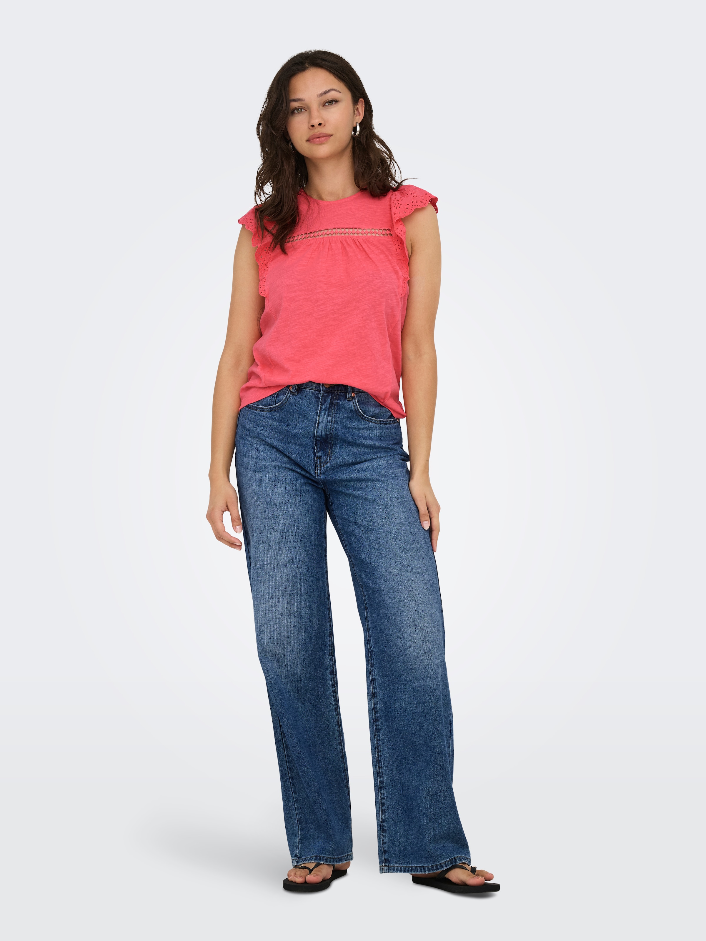ONLY Kurzarmshirt »ONLLEA S/L FRILL MIX TOP JRS«