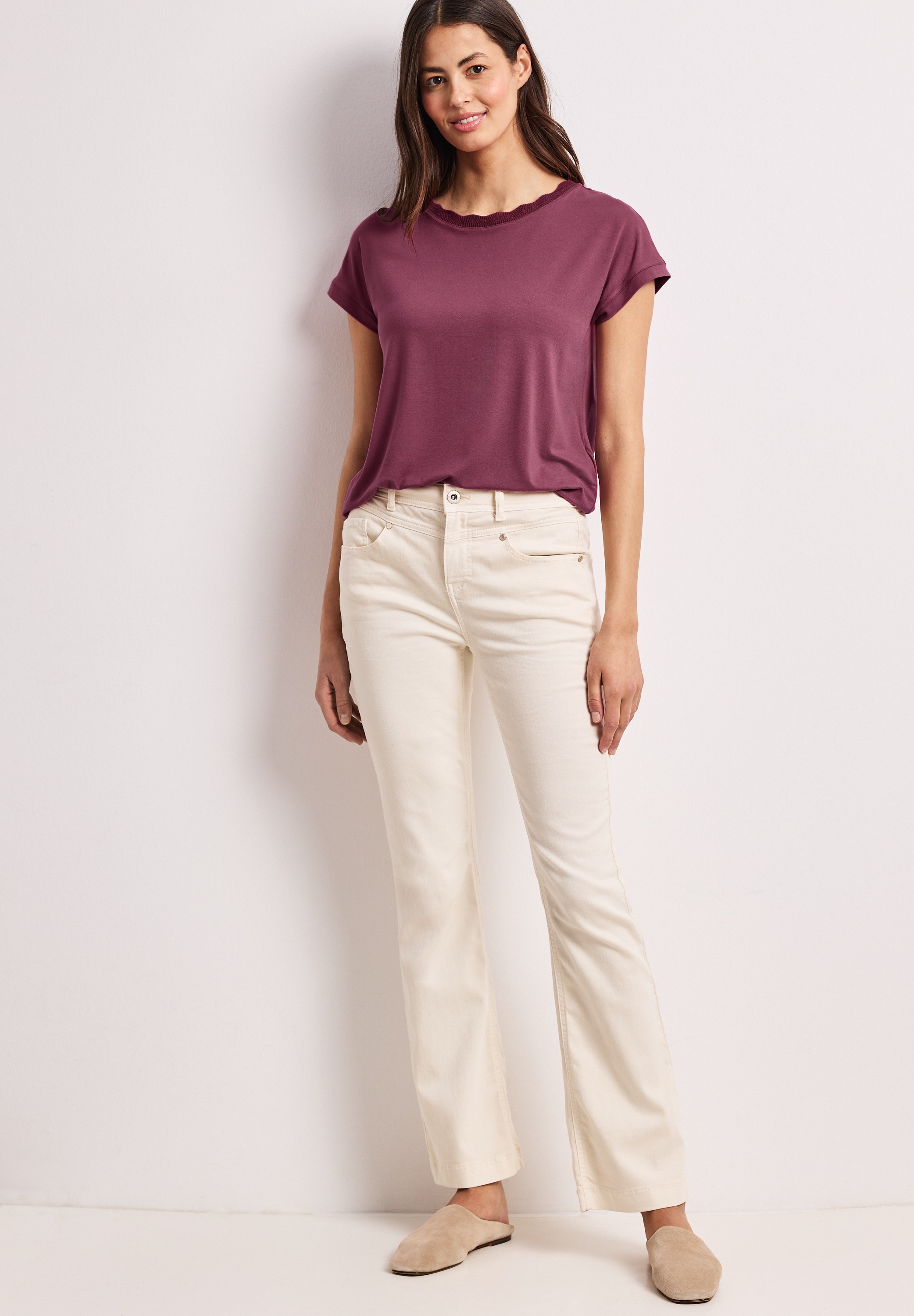 STREET ONE T-Shirt mit U-Boot-Ausschnitt