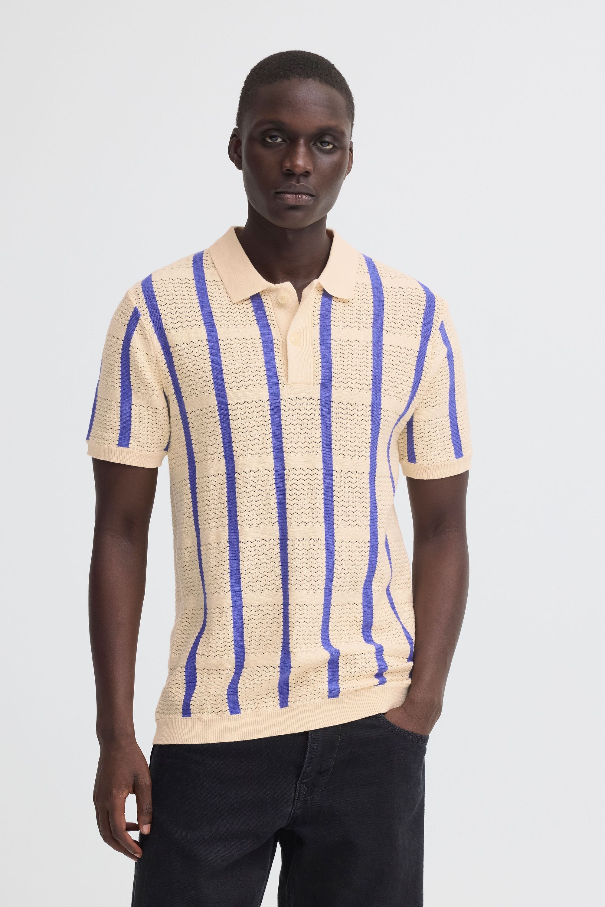 Blend Poloshirt »BHDarin Striped« Gestreiftes Feinstrick-Poloshirt mit Strickmuster