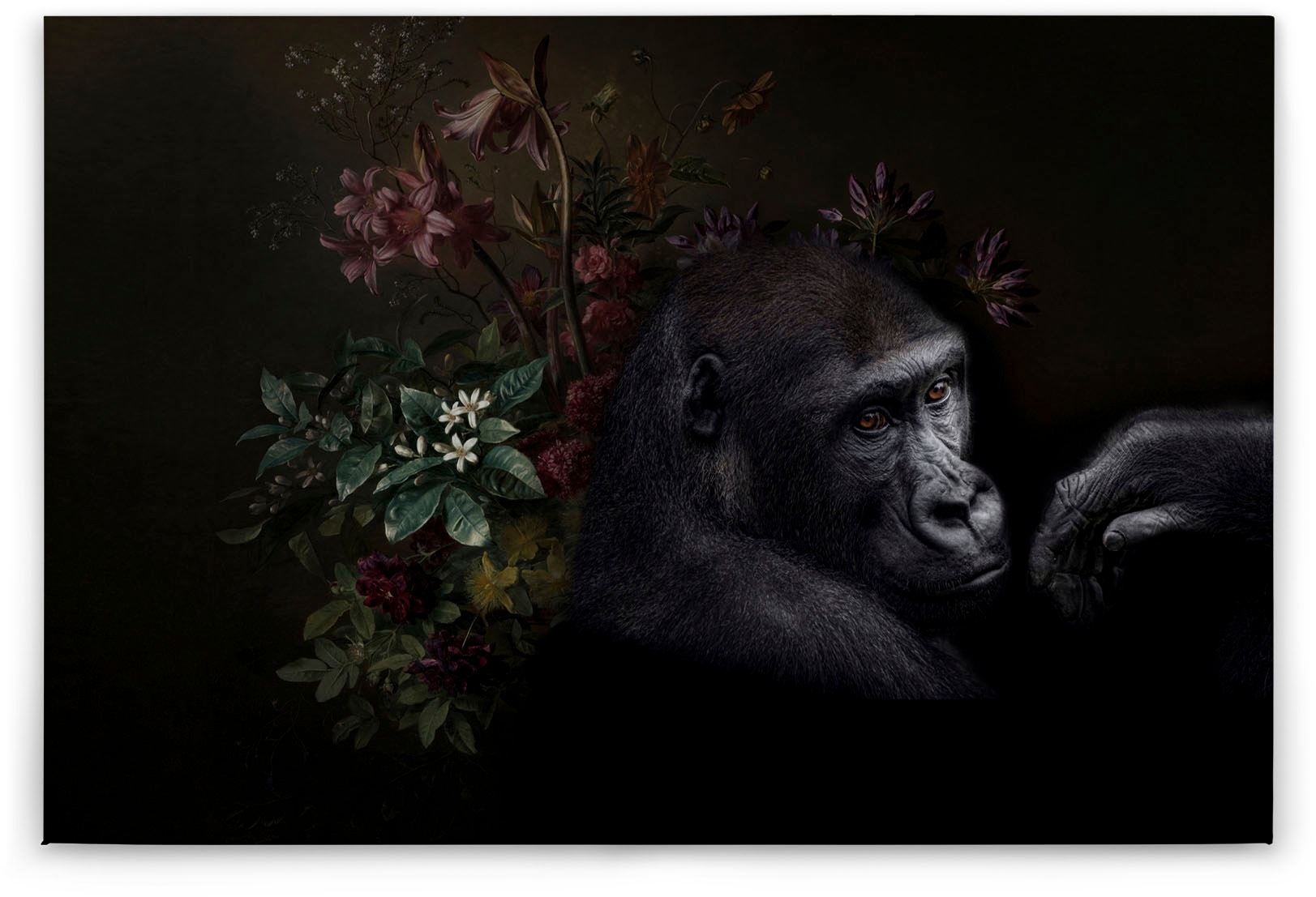 A.S. Création Leinwandbild »wildlife 3«, Kunst-Tiere-Kinder, (1 St.), Keilrahmen Bild Blumen Floral Schwarz Leinwand-Bild Wohnzimmer modern