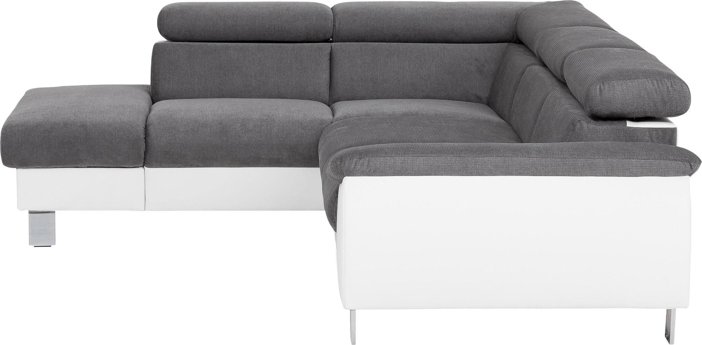 COTTA Ecksofa »Komaris L-Form mit Kopfteilverstellung«, wahlweise mit Bettfunktion, Bettkasten & Beleuchtung