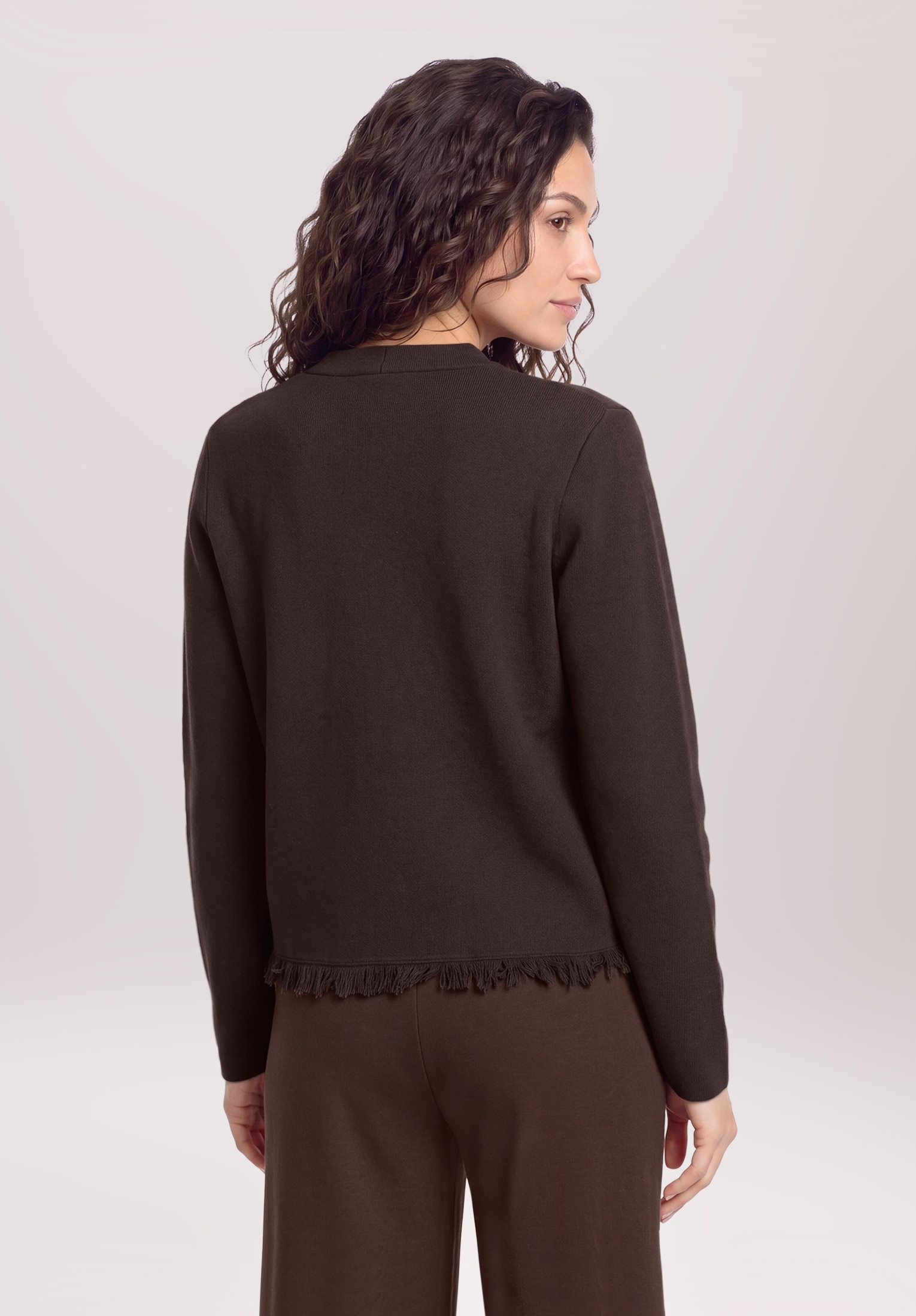 Cartoon Strickjacke »Damen mit Fransen« 1