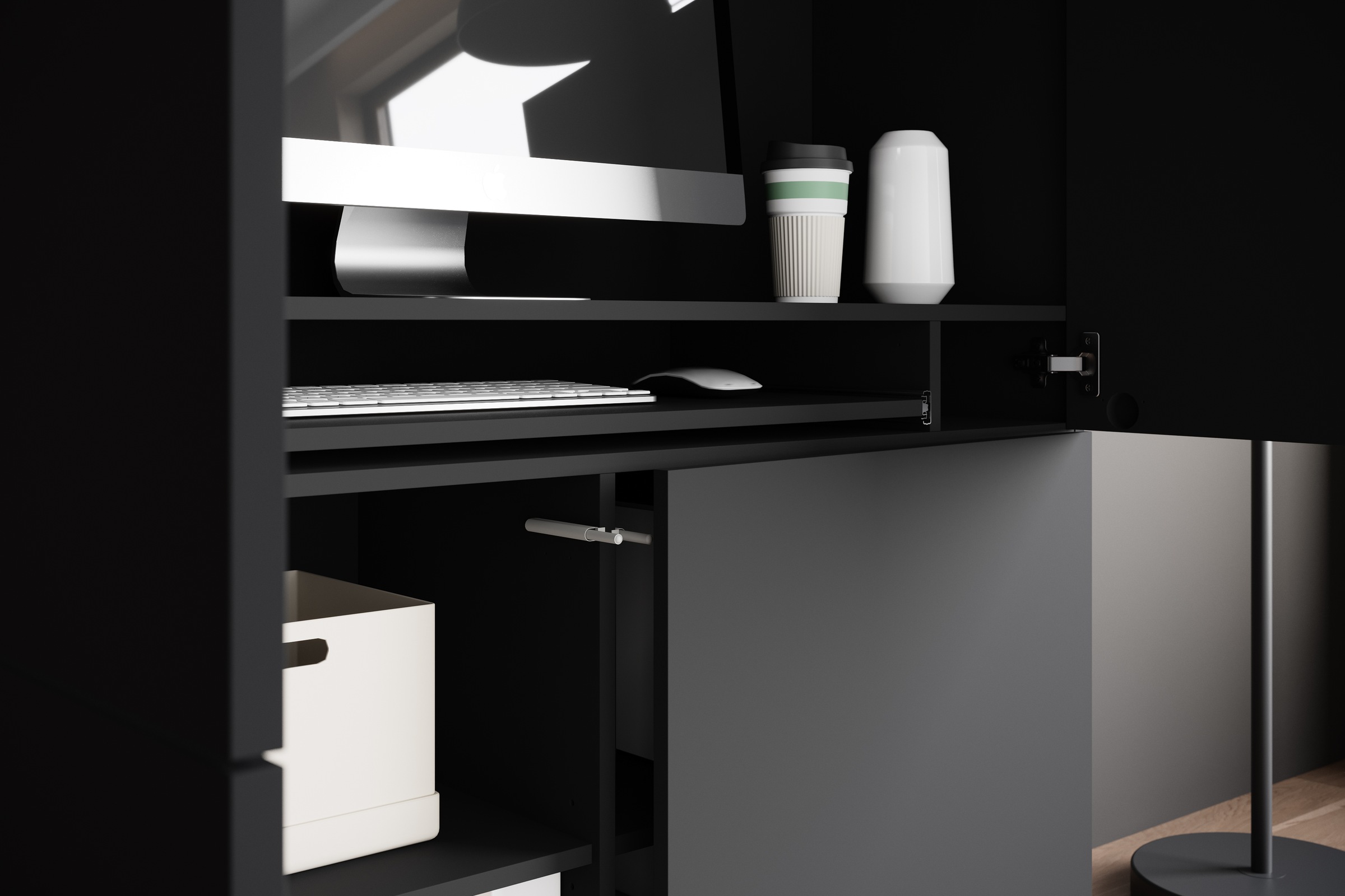 INOSIGN PC-Schrank »Kenia, Sekretär, Home Office«, (1 St.), Mit Push-to-open, Tastaturauszug und praktischem Stauraum