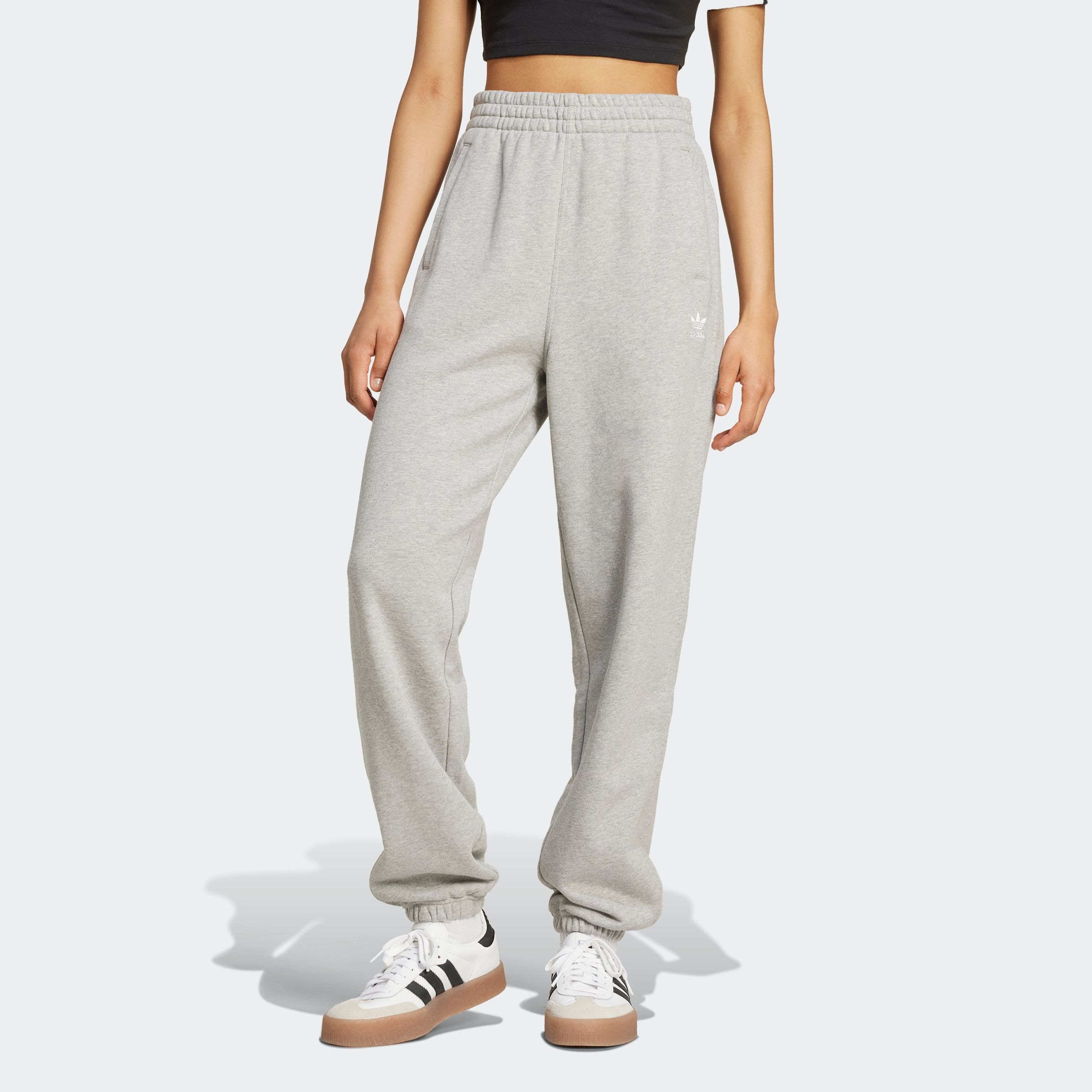 Damen Sporthose "ESSENTIALS FRENCH TERRY", grau, Gr. L, ADIDAS ORIGINALS, Obermaterial: 100% Baumwolle, Hosen