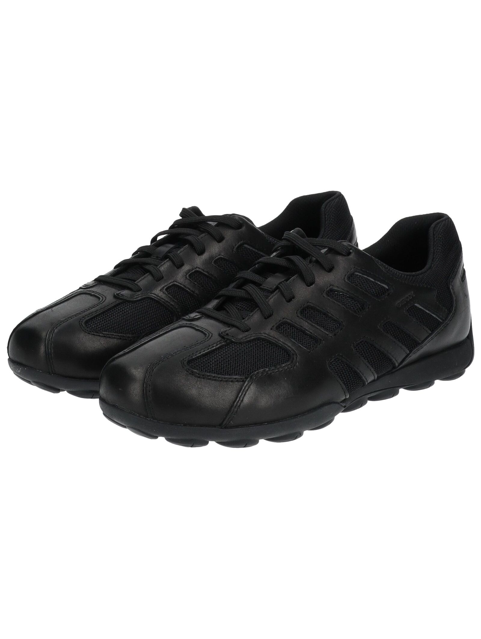Sneaker GEOX "Geox Sneaker Leder/Mesh", Herren, Gr. 42, schwarz (schwarz, schwarz), Leder, Textil, Schuhe Sneaker 3