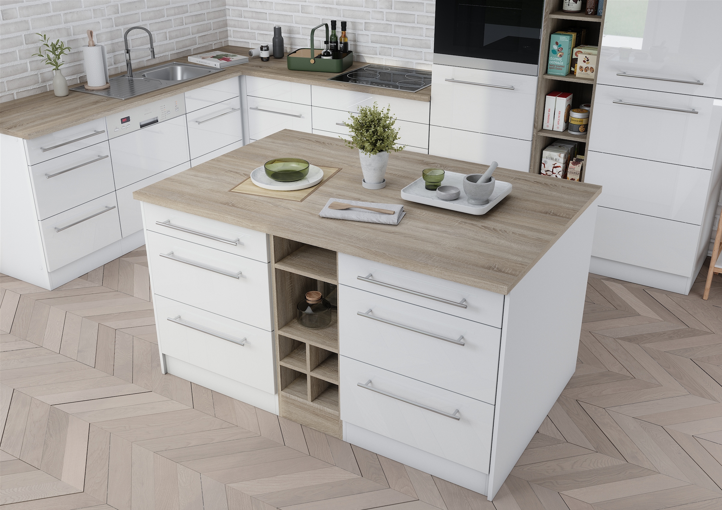 HELD MÖBEL Kücheninsel "Wien", Breite 153 cm, MDF-Fronten, Flaschenregal günstig online kaufen