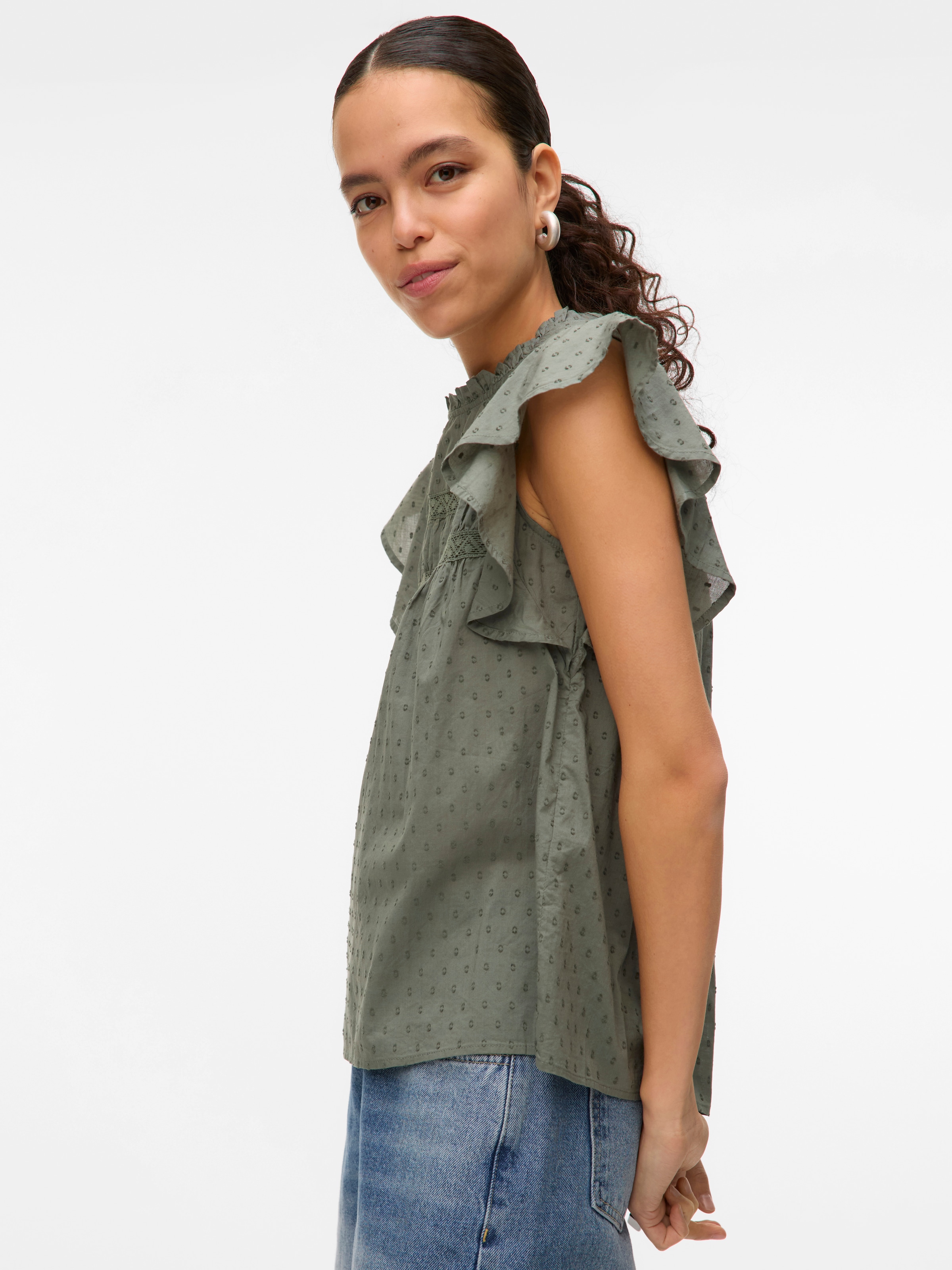 Vero Moda Blusenshirt »VMTRINE SL LACE TOP WVN NOOS«