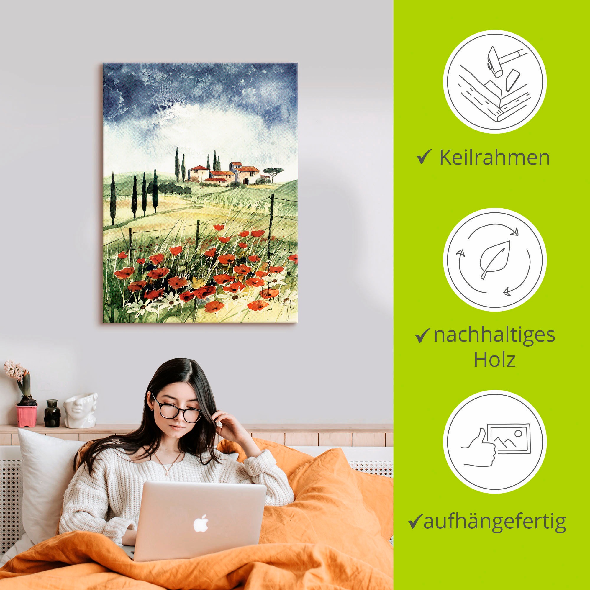 Artland Wandbild »Toskana III«, Europa, (1 St.), als Leinwandbild, Poster in verschied. Größen