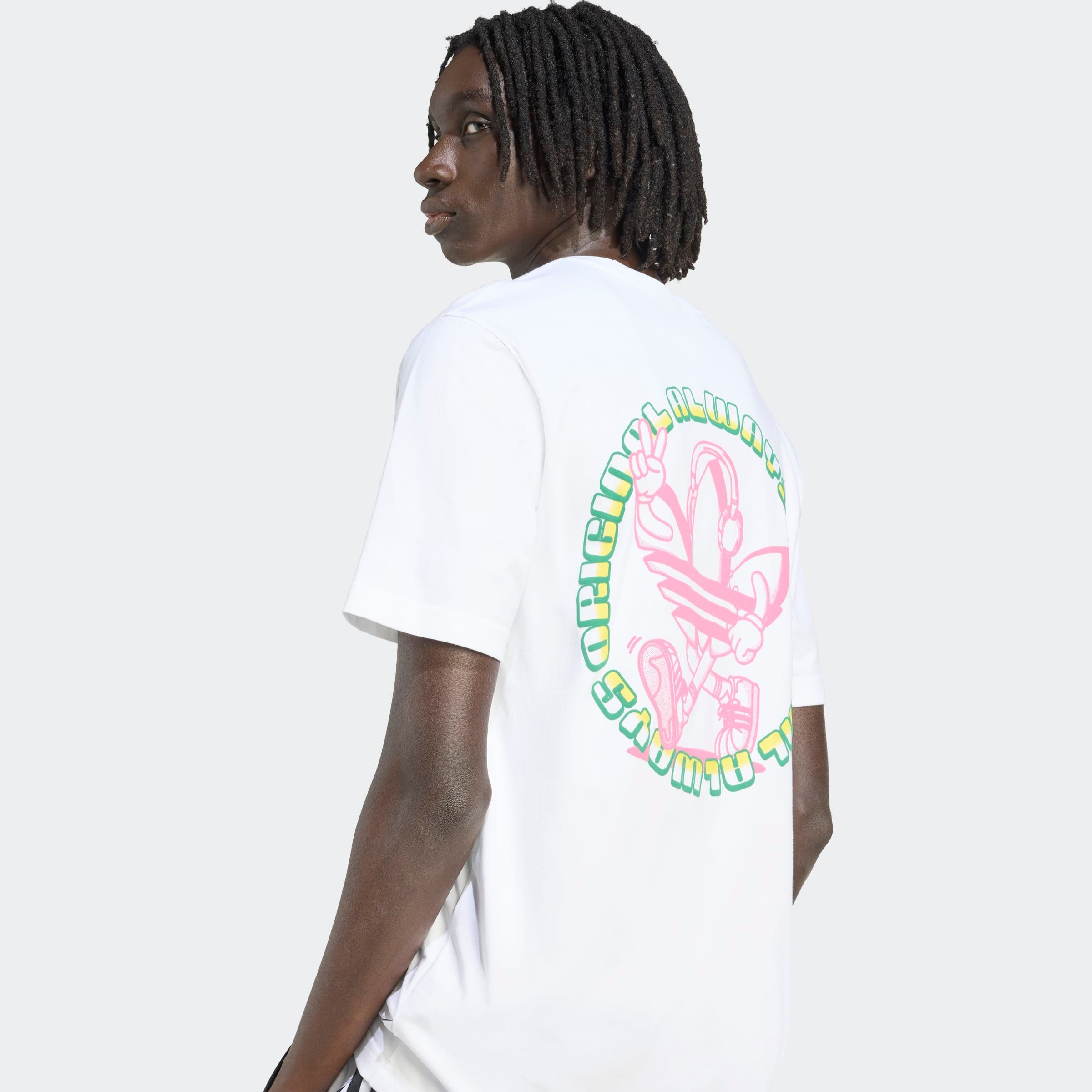 T-Shirt ADIDAS ORIGINALS "GRAPHIC TEE LO", Herren, Gr. L, weiß, Obermaterial: 100% Baumwolle, Rundhals, Shirts T-Shirt, lockerer Schnitt, kurze Ärmel, mit großem Trefoil Logo 3