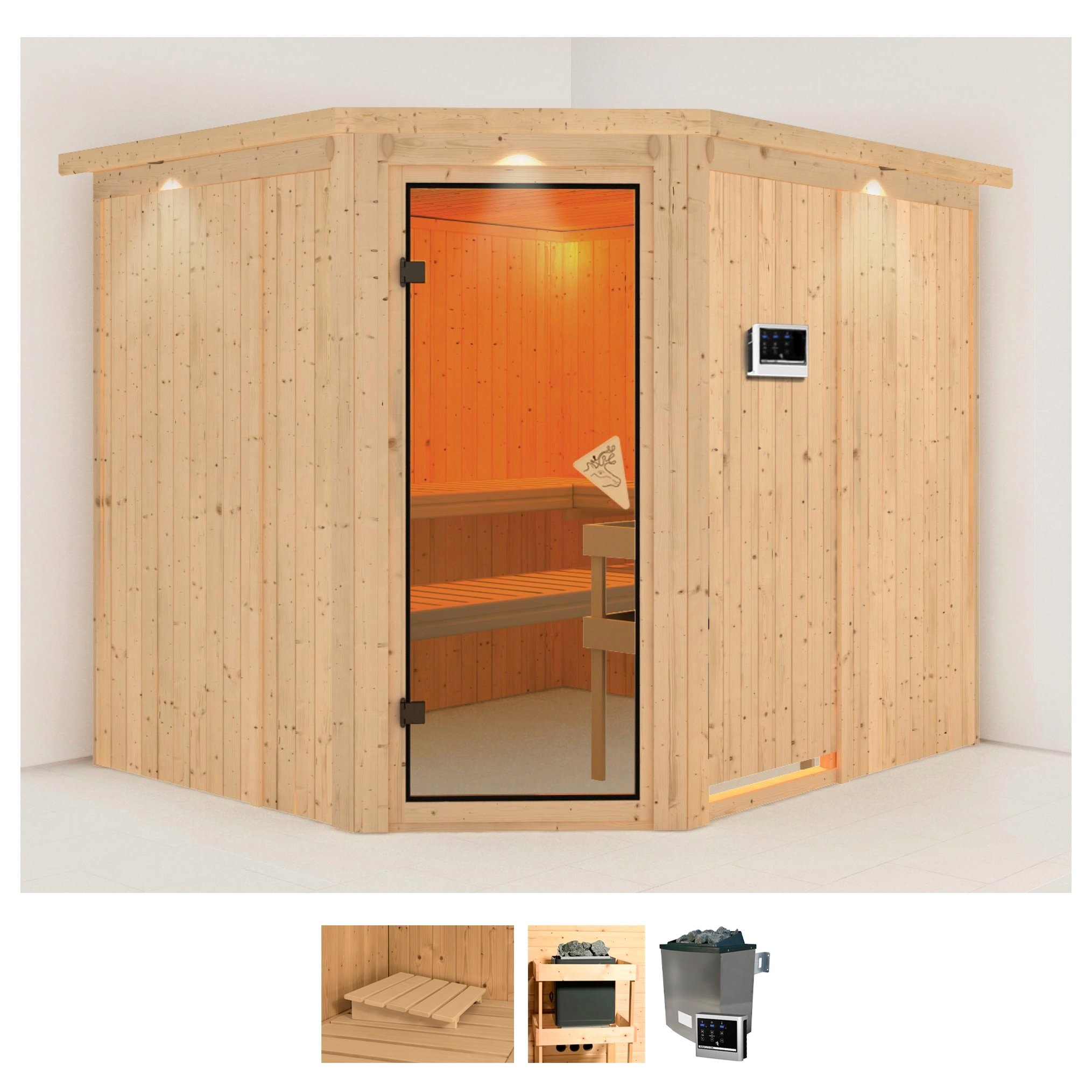 Karibu Sauna "Marit" Set, Ofen 9 KW externe Strg easy