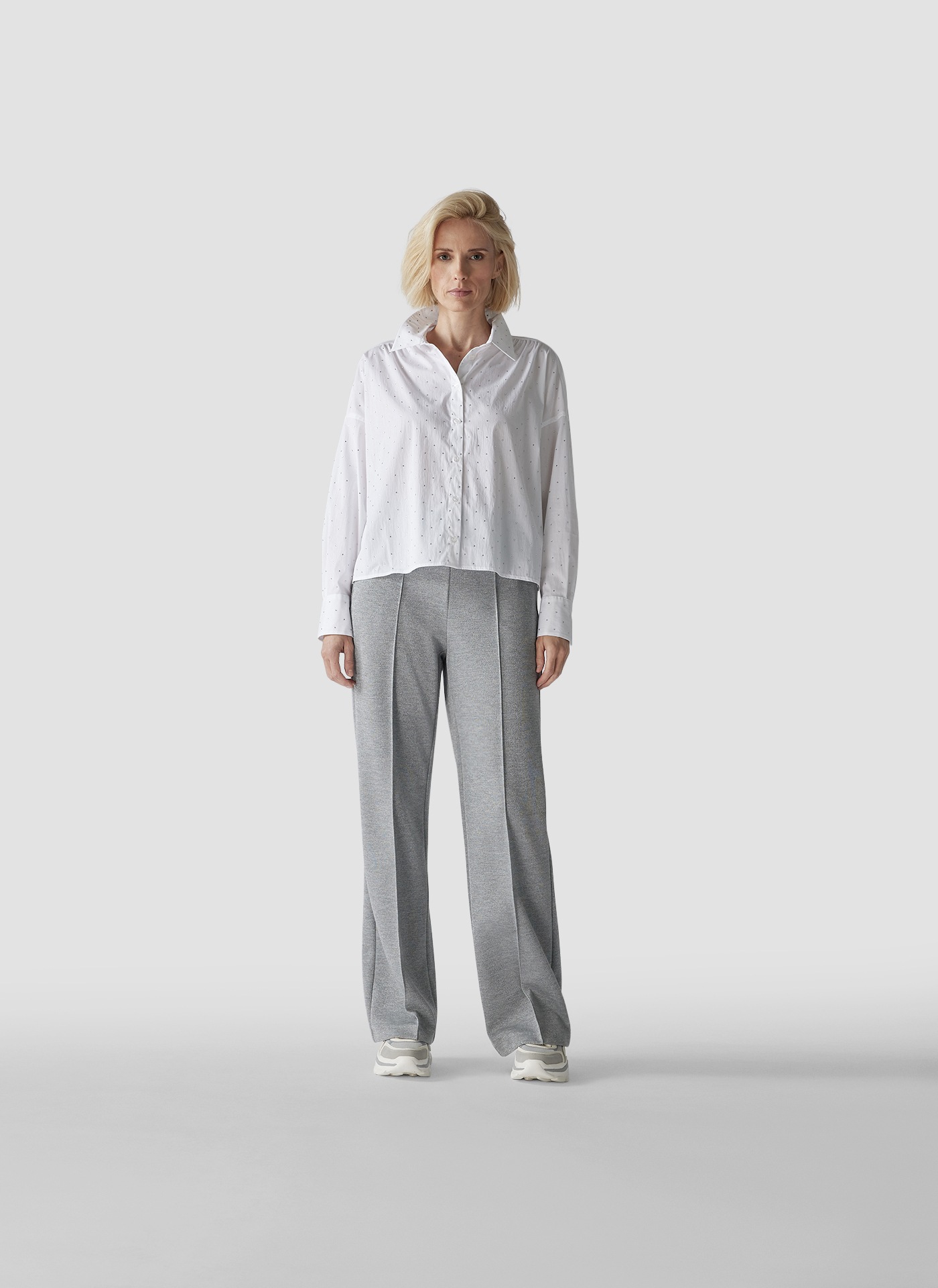 LeComte Klassische Bluse »LeComte Bluse in Weiß mit dezenten Glitzersteinen«