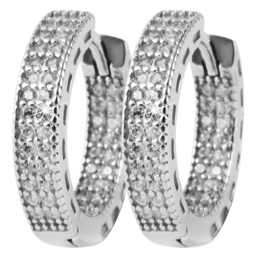 ADELIA ́S Damen Klappcreolen "Damen Ohrringe – Klappcreole aus 925 Silber mit Zirkonia"silber, Silber 925 (Sterlingsilber), Ohrringe, Zum Verschenken