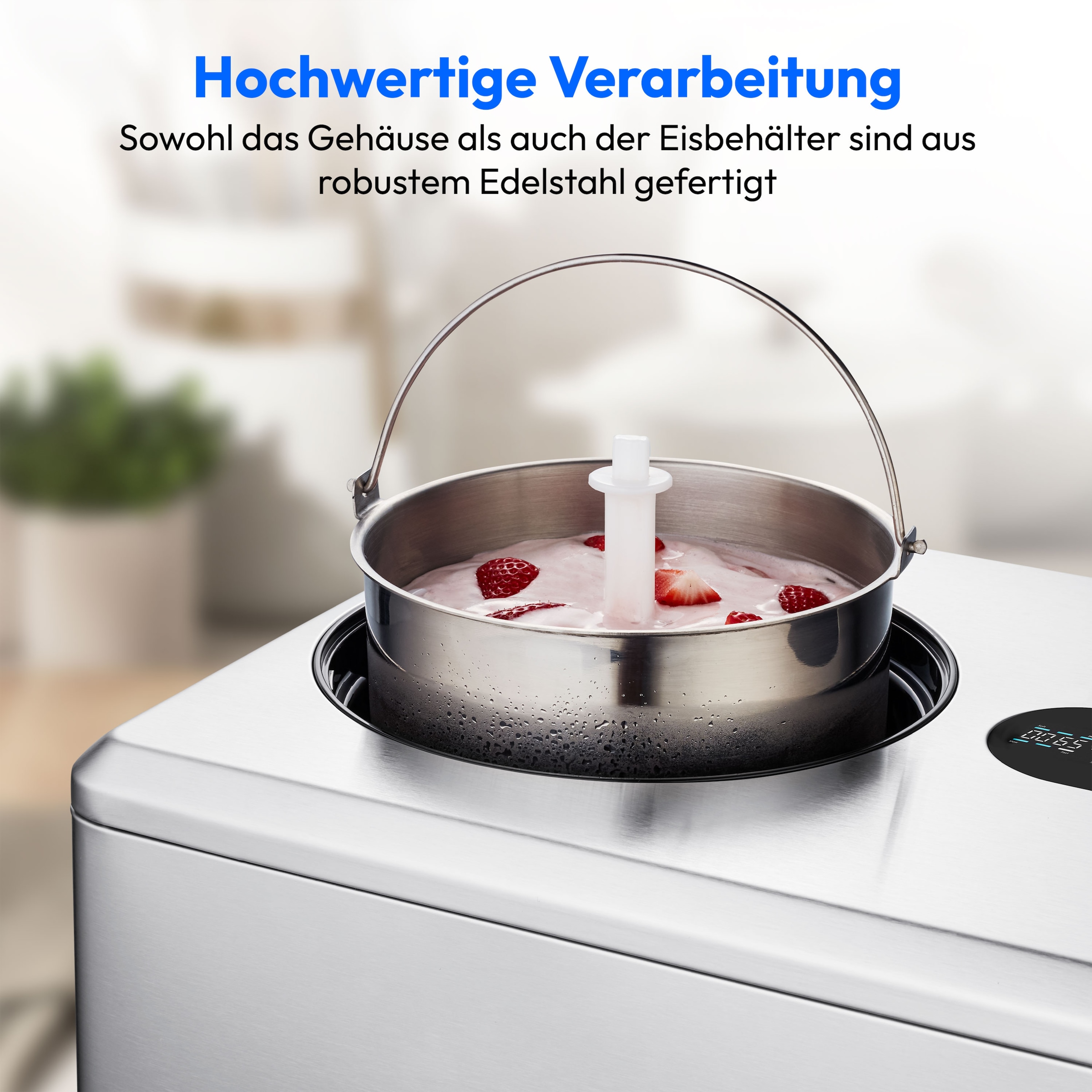 Medion® Eismaschine »MD 12170, 2 L Kapazität, integrierter Kompressor, Smartphonesteuerung«, 220 W, Herausnehmbarer Edelstahl-Eisbehälter, Sensor-Touch-LED-Display