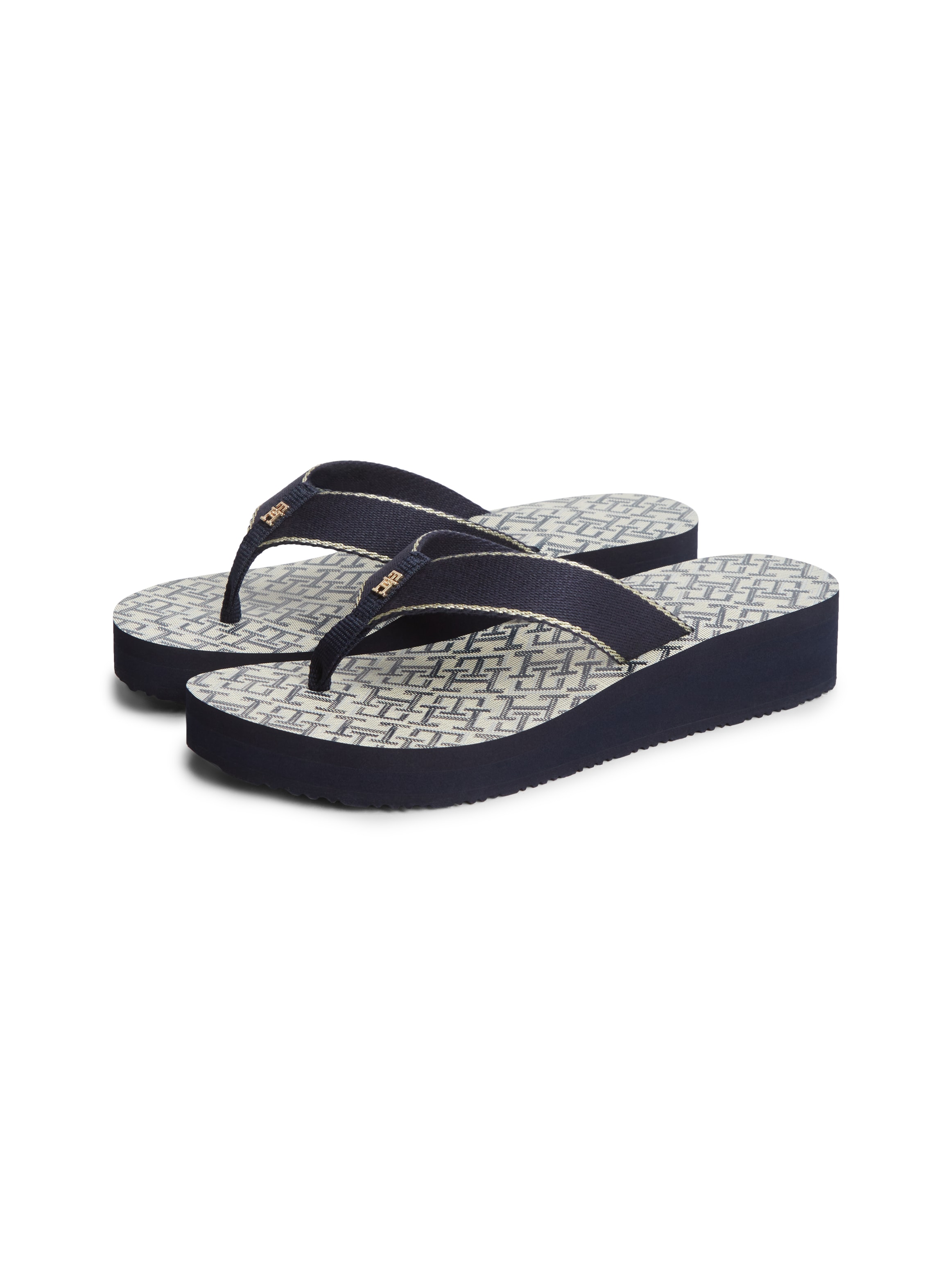 Tommy Hilfiger Zehentrenner "TH MONOGRAM MID WEDGE SANDAL" Sommerschuh, Dianette mit logobedruckter Innensohle