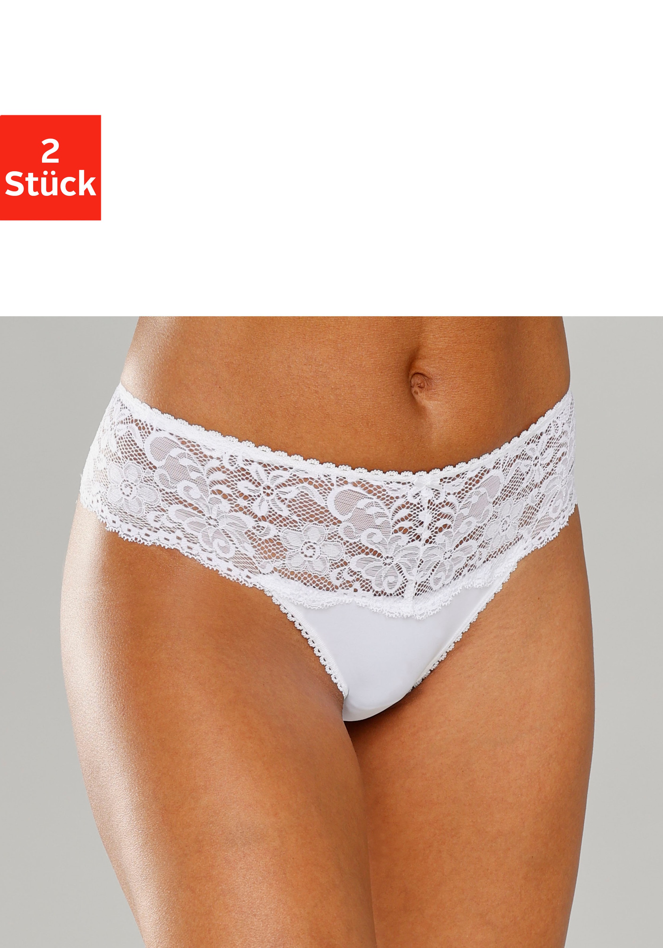 Nuance by Lascana String "mit breitem Spitzenband, als Dessous-Set kombinierbar" Packung, sexy Dessous, sexy Unterwäsche