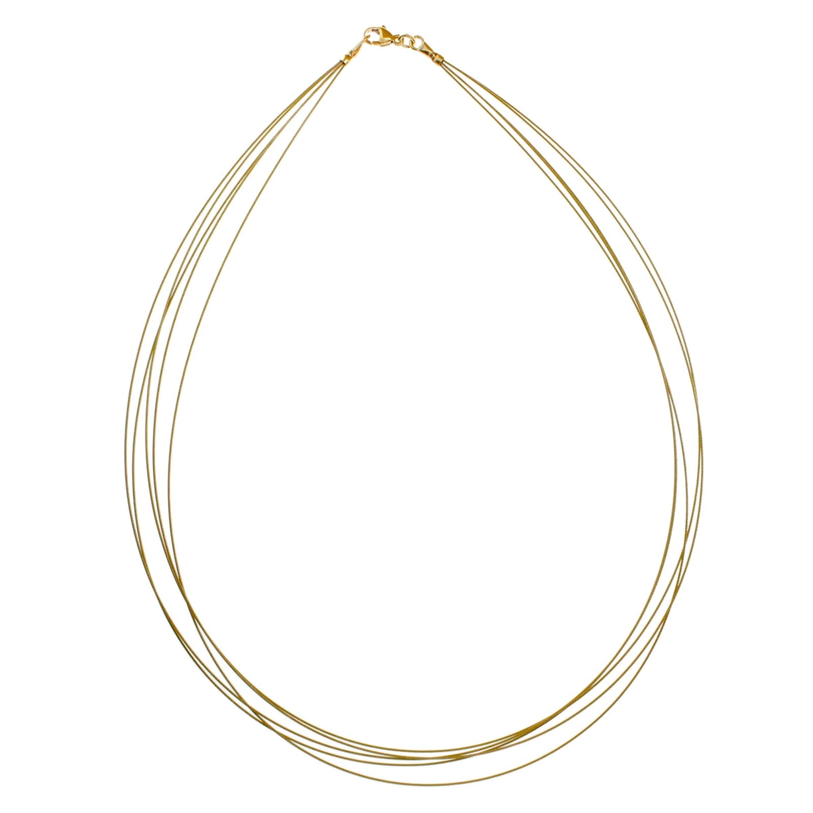 OSTSEE-SCHMUCK Halsreif »- Nyloncollier 5-reihig -goldfarben- - Edelstahl - Verschluß aus Gold 333/000«