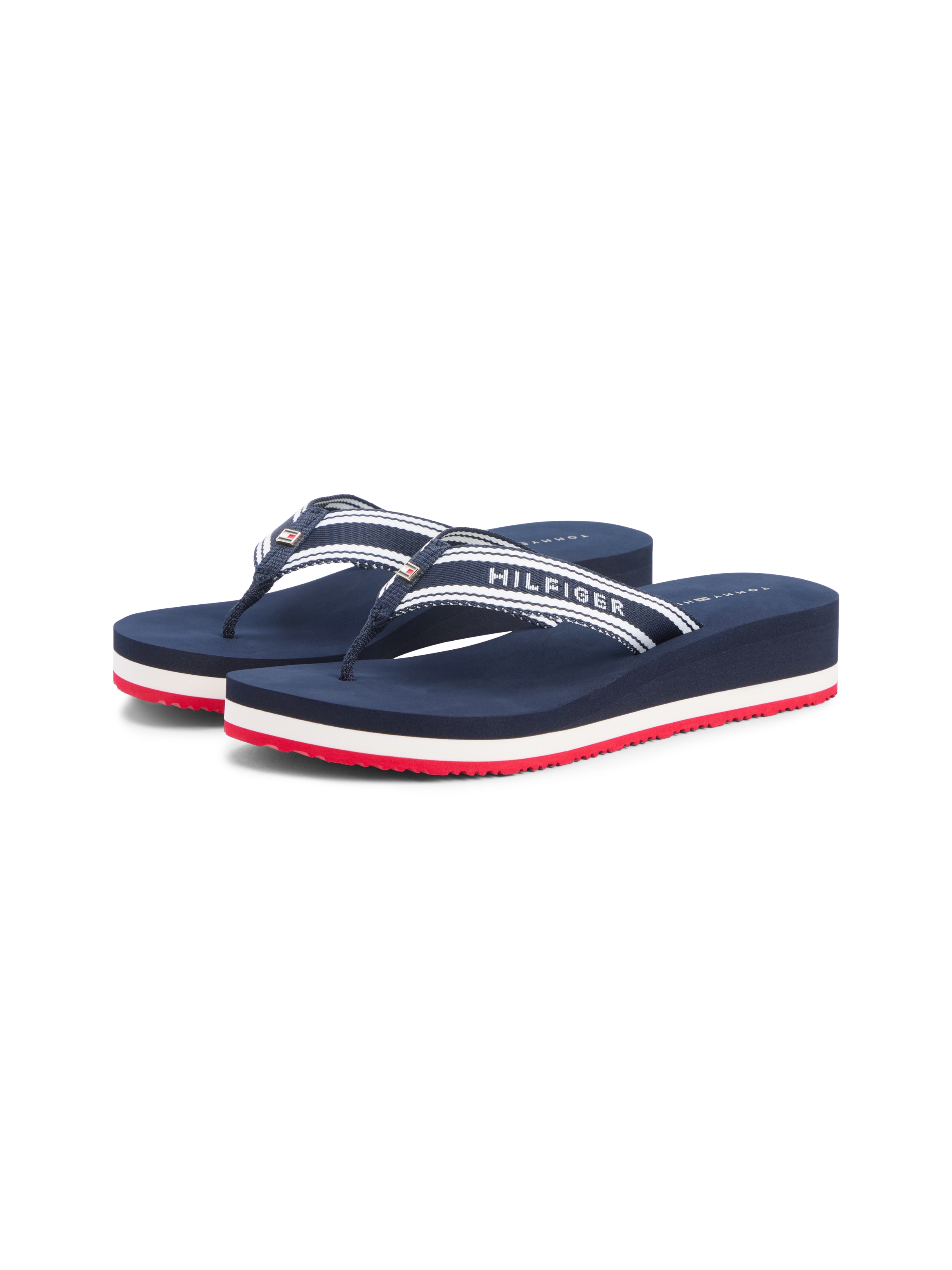Tommy Hilfiger Zehentrenner "TH FLAG PRINT SUMMER SANDAL" Keilabsatz, Plate günstig online kaufen
