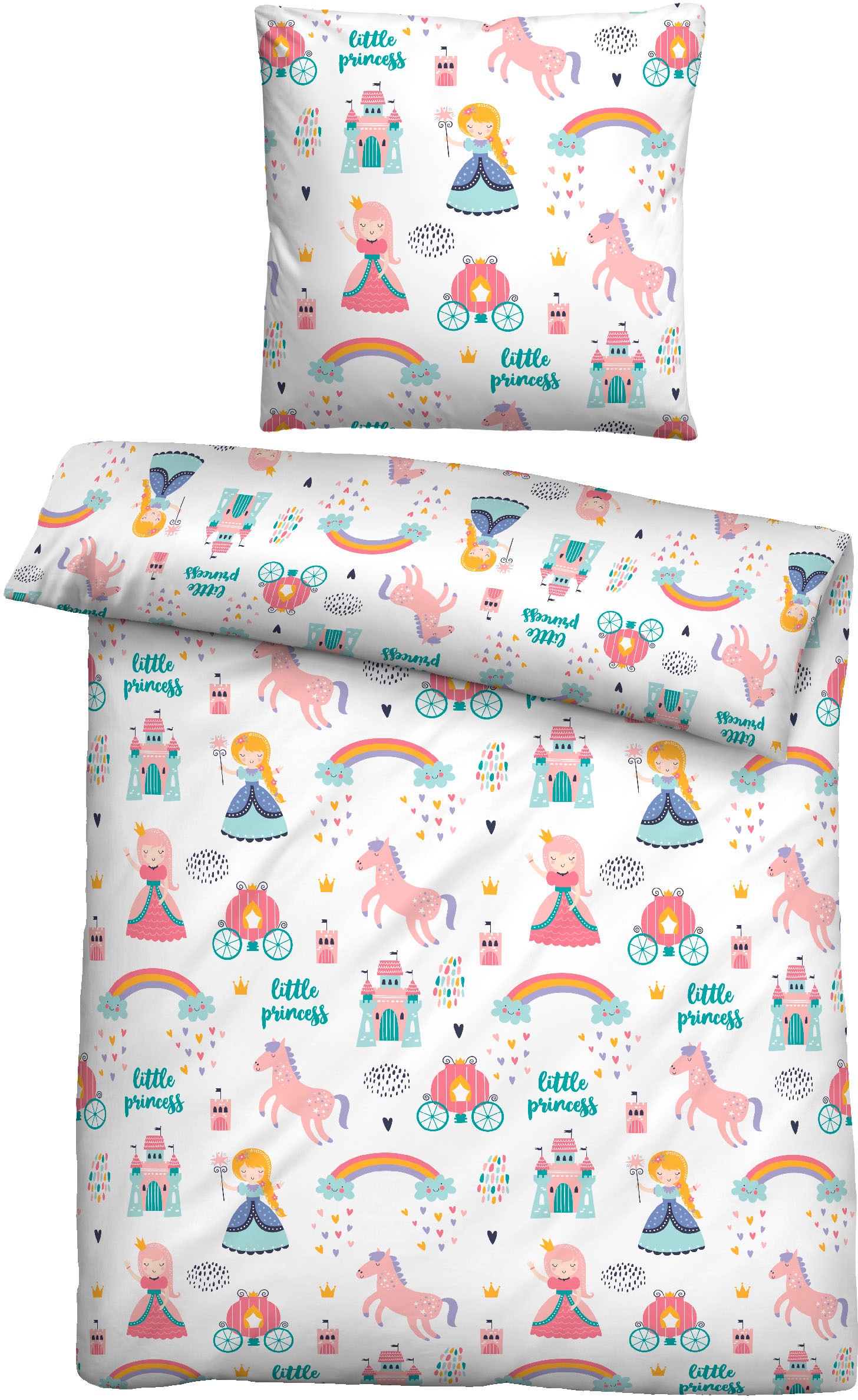 Biberna Bettwäsche "kleine Prinzessin" 2 Stk. wohlig warm + weich, pflegeleicht, aus 100% Baumwolle, Reißverschluss