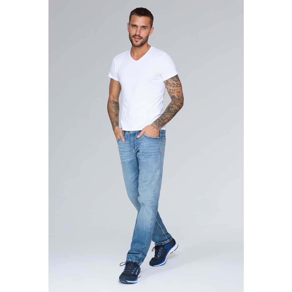 CAMP DAVID Comfort-fit-Jeans, mit Kontrast-Steppungen