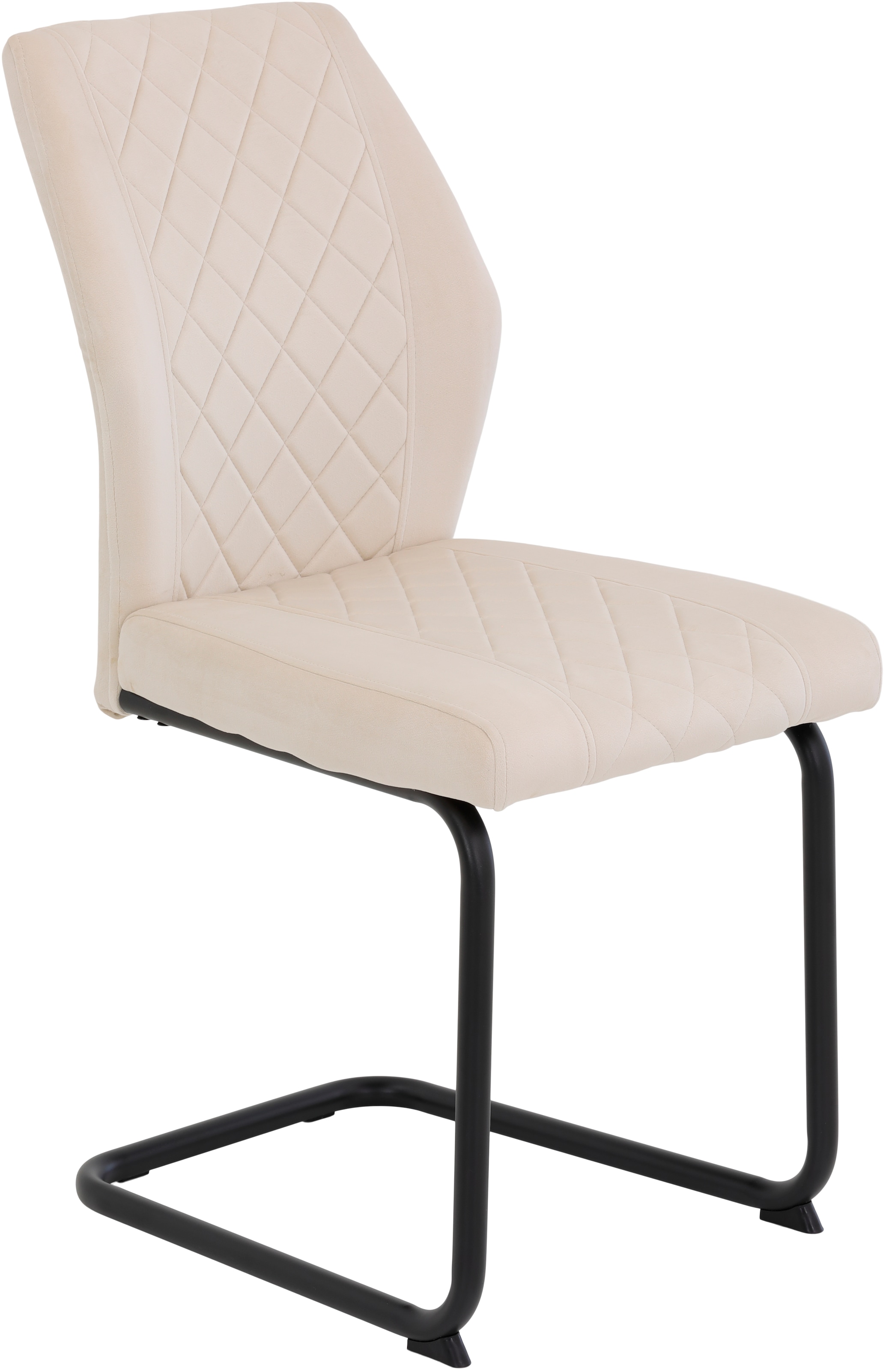 HELA Freischwinger »Freischwinger DALLAS 140kg belastbar, mit Rautensteppung«, (Set), 4 St., Samtvelours VELVET, Esszimmerstuhl, Rücken und Sitz ergonomisch gepolstert
