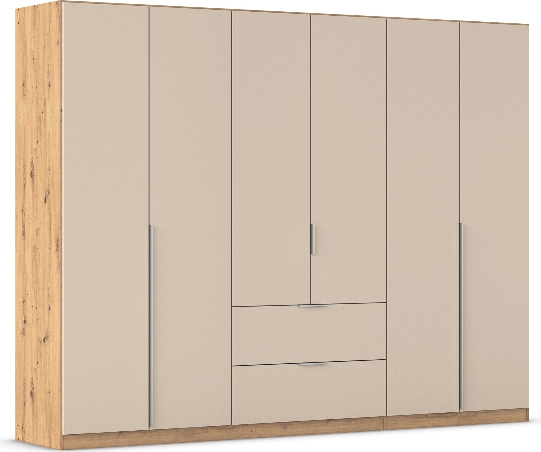 OTTO home Drehtürenschrank "Kleiderschrank Schrank Garderobe AGORDO mit Dekor- oder Hochglanzfront" in zwei Griff-Farben, Breite 271 cm, mit Außenschubkästen, Serie in 7 Breiten und 2 Höhen MADE IN GERMANY
