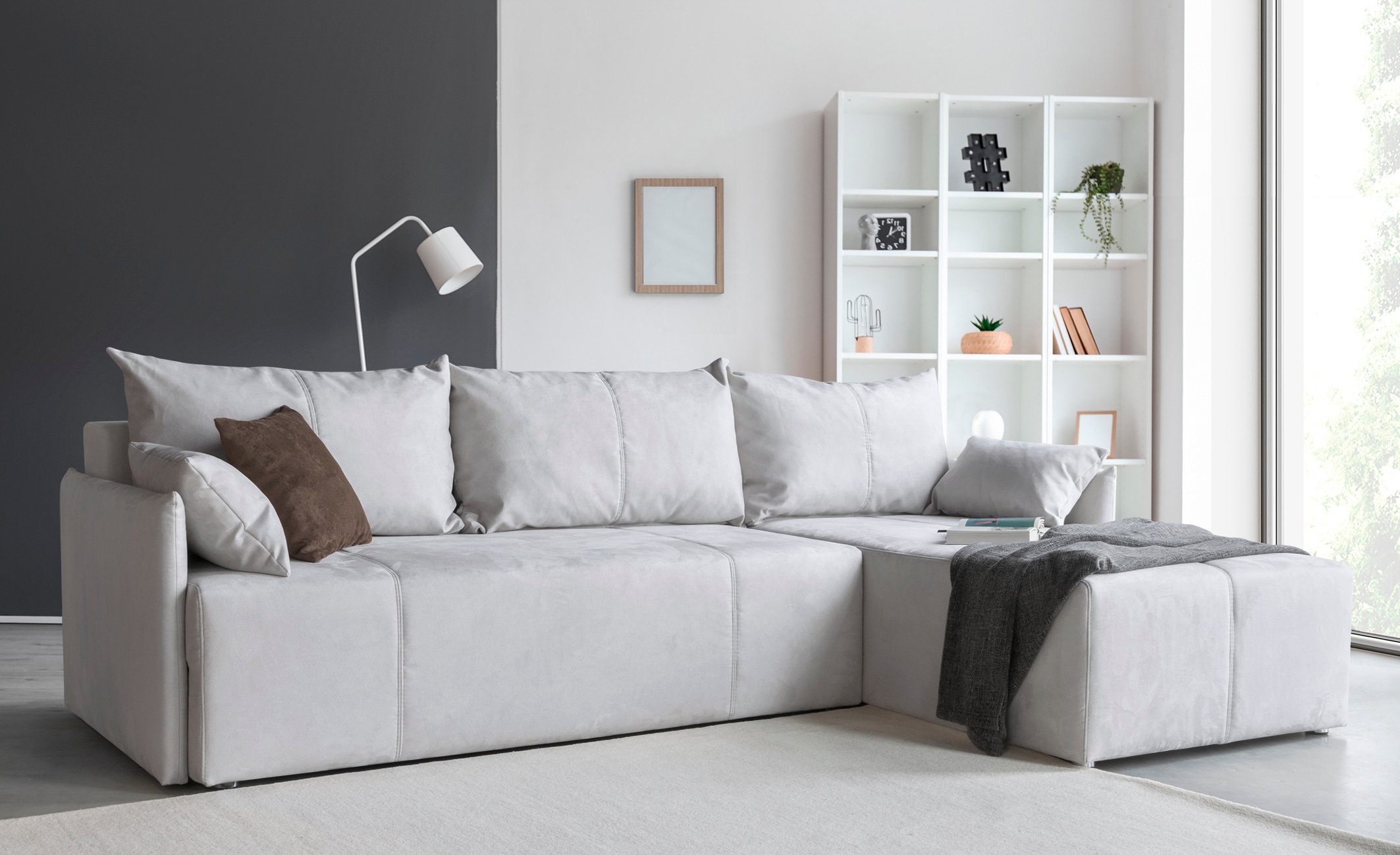 COLLECTION AB Ecksofa "CAB L-Form, B: 263 cm" Schlaffunktion, Bettkasten & 2 Zierkissen, Federkern