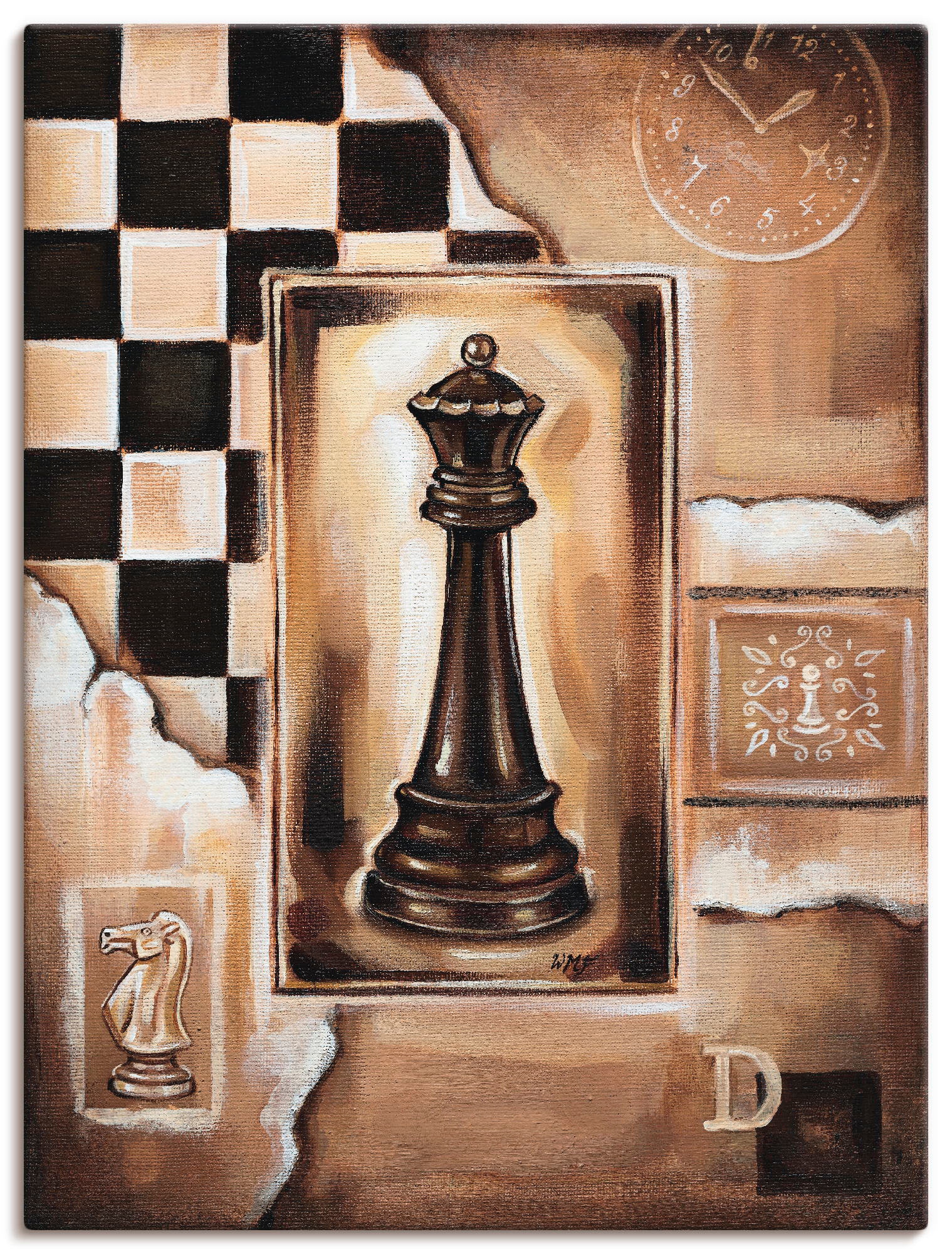 Artland Leinwandbild "Schach Königin", Schach, (1 St.), auf Keilrahmen gespannt