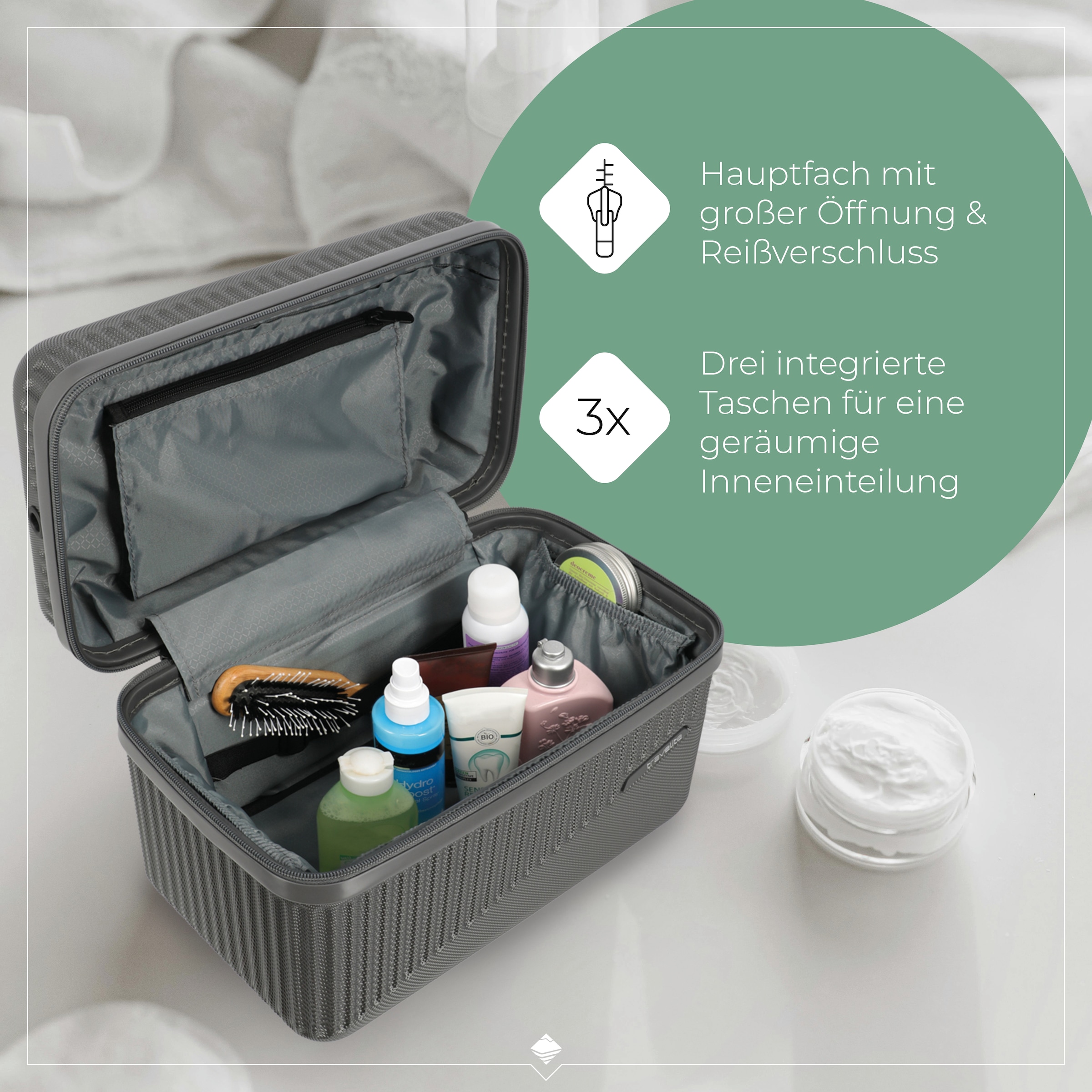 travelite Beautycase »BALI«, Kosmetikkoffer mit Aufsteck -und Organizerfunktion