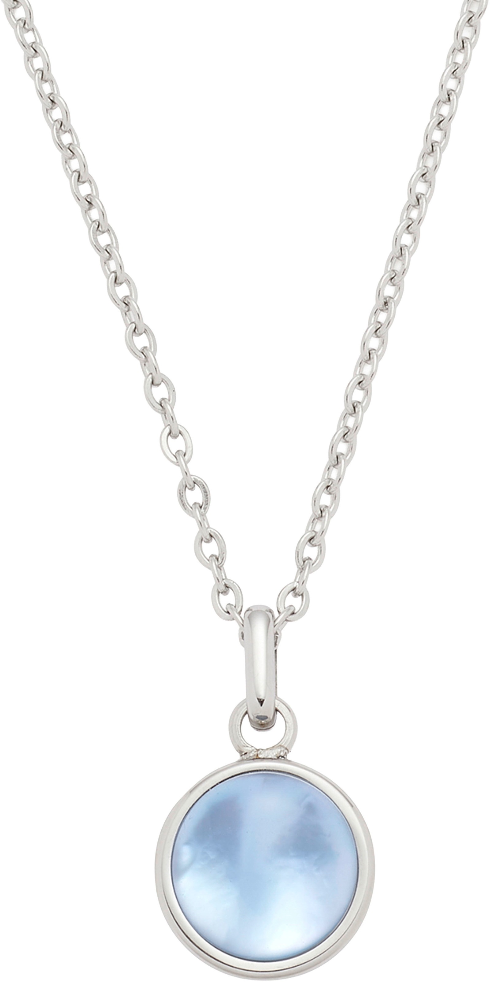 LEONARDO Damen Kette mit Anhänger "Halskette Bea grey blue", Edelstahl, L: 50 B: 25mm, blau, Edelstahl, B:25mm, Halsketten, mit Glasstein - mit