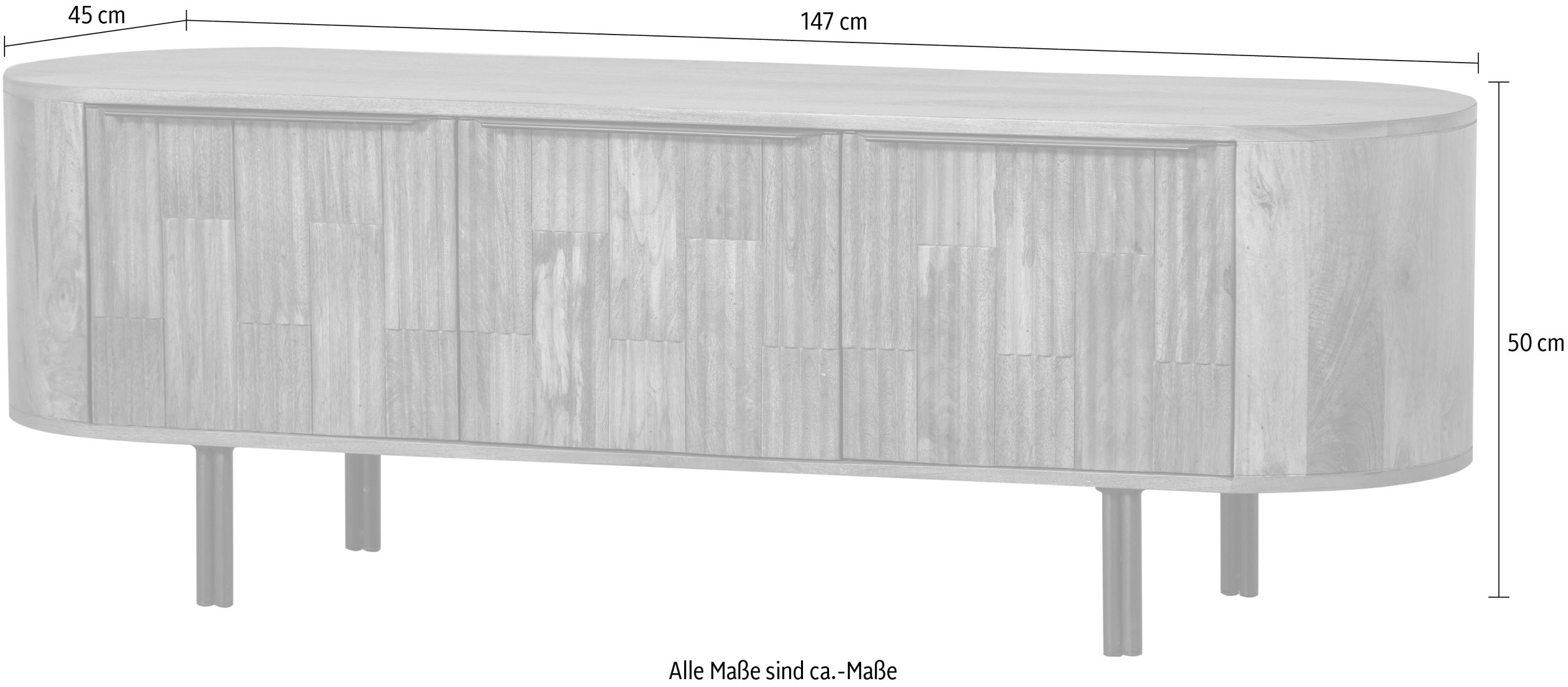 WOOOD Lowboard »Effortless TV-Kommode«, Kommode mit drei Türen und zwei Ablagefächern, H 50 cm x B 147 cm