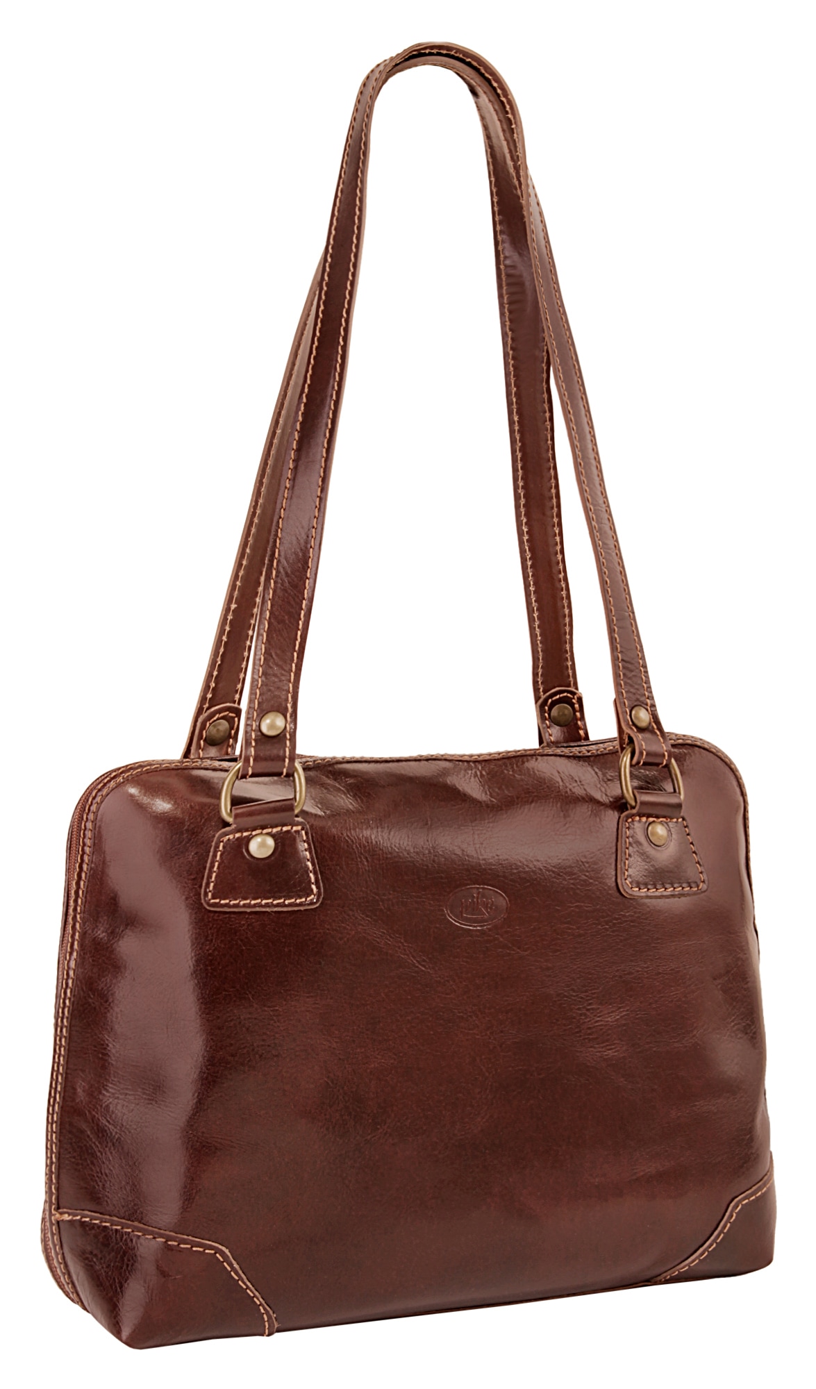 Piké Henkeltasche, echt Leder, Made in Italy
