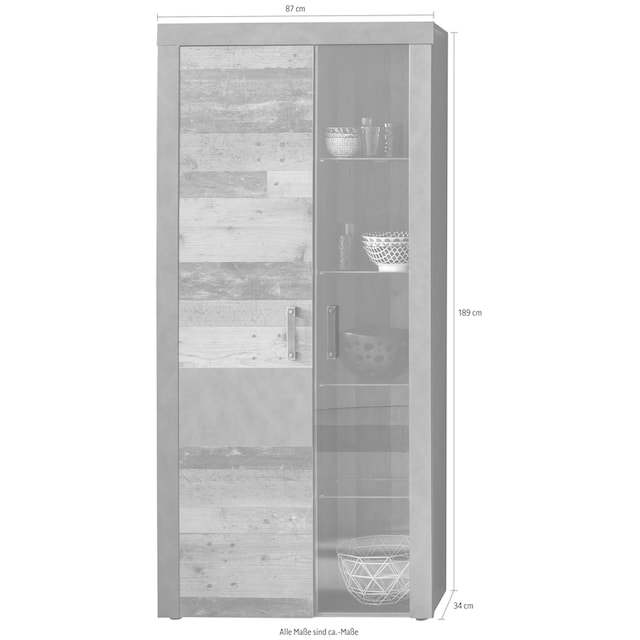 INOSIGN Vitrine »Ilana«, moderner Industrial Style, Beleuchtung optional |  BAUR