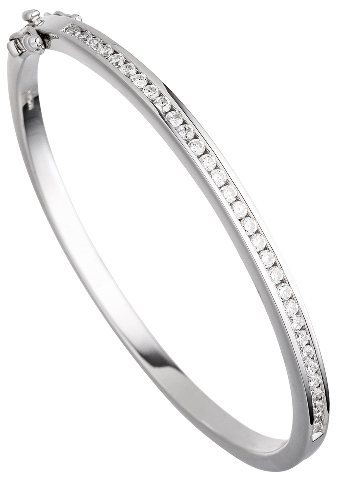 JOBO Armreif »Silberarmreif«, 925 Silber rhodoniert mit 31 Zirkonia 17 cm