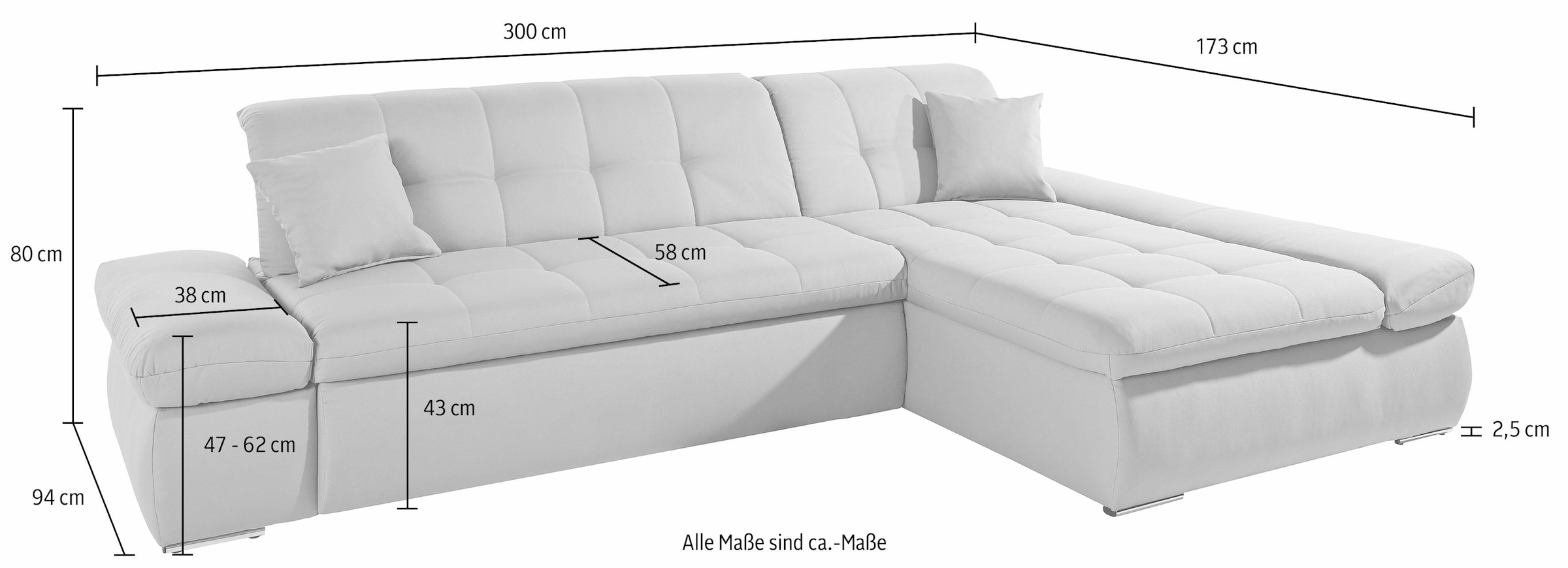 INOSIGN Ecksofa »L-Form«, wahlweise mit Armlehn- und Bettfunktion