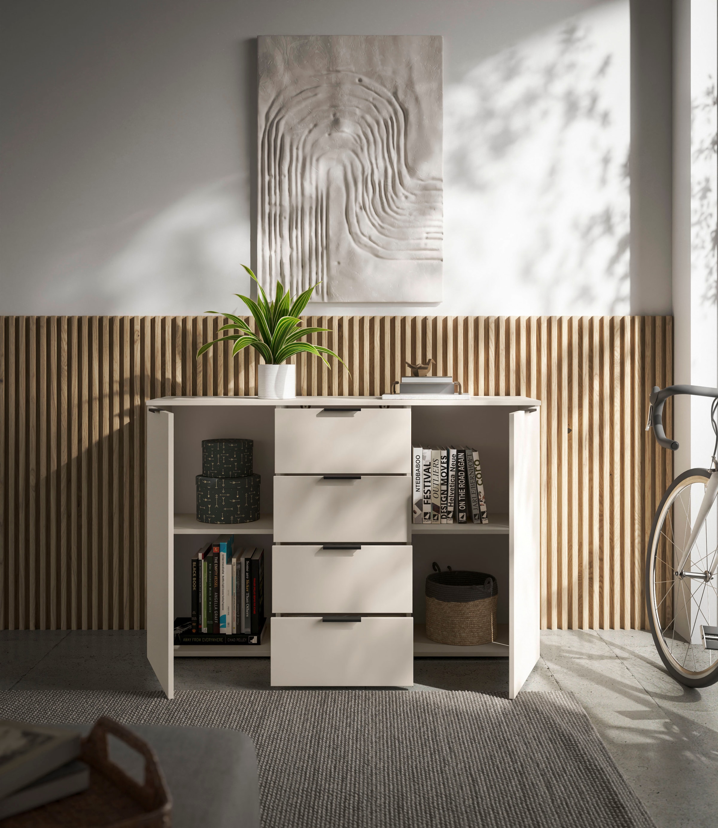 HBZ Sideboard »Linz Kommode, BxHxT 135x90x40cm«, (1 St.), Breite 135cm,Lip-Griff, Melaminbeschichtung