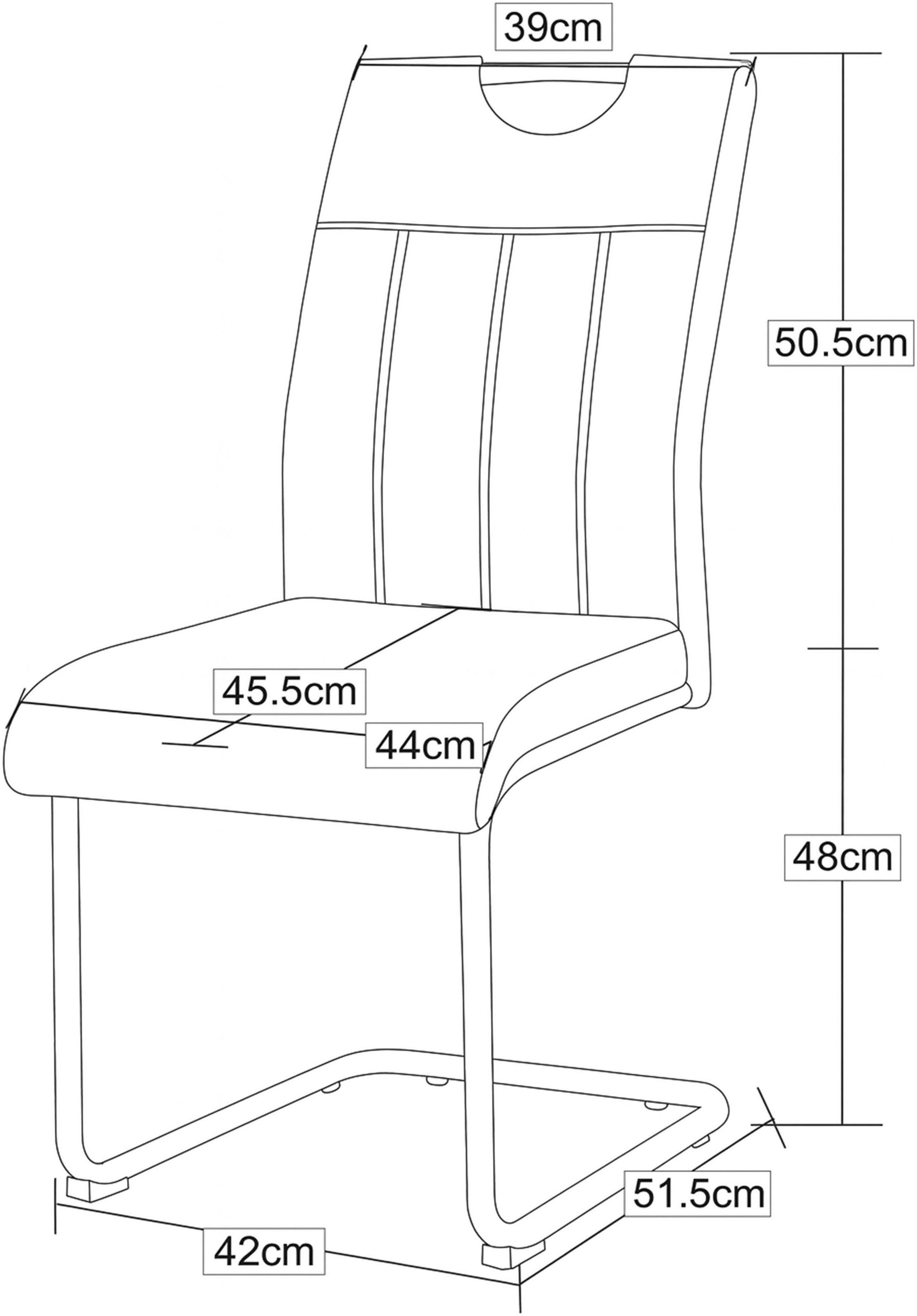 Home affaire Esszimmerstuhl »AIRDRIE, 2er Set, mit Metallgestell in matt schwarz« (Set) 2 Stk.in verschiedenen Farben, Belsatbarkeit pro Stuhl 120 kg, mit Griffloch