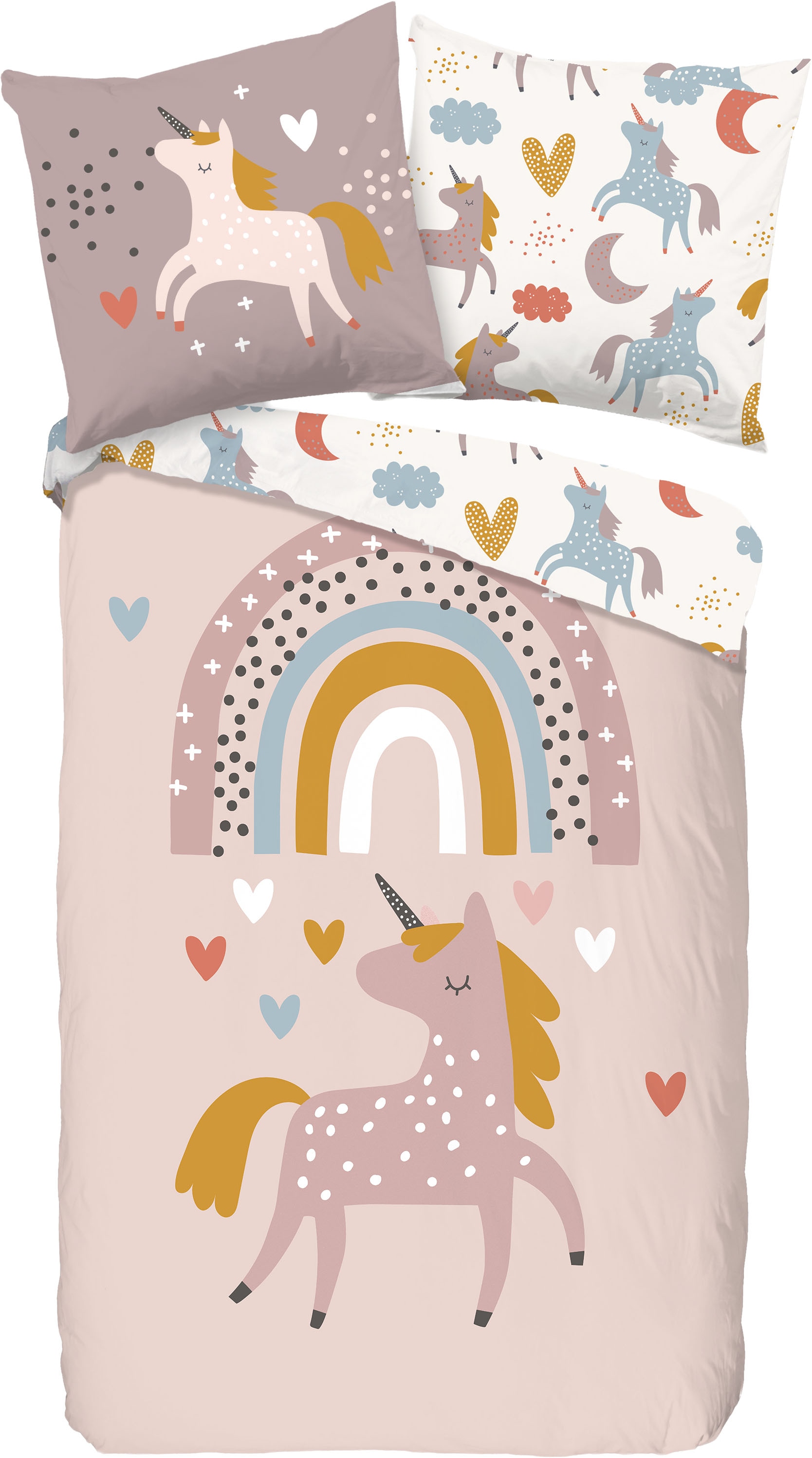 good morning Kinderbettwäsche "Unilove" 2 Stk. Baumwolle, 135x200, Reißvers günstig online kaufen