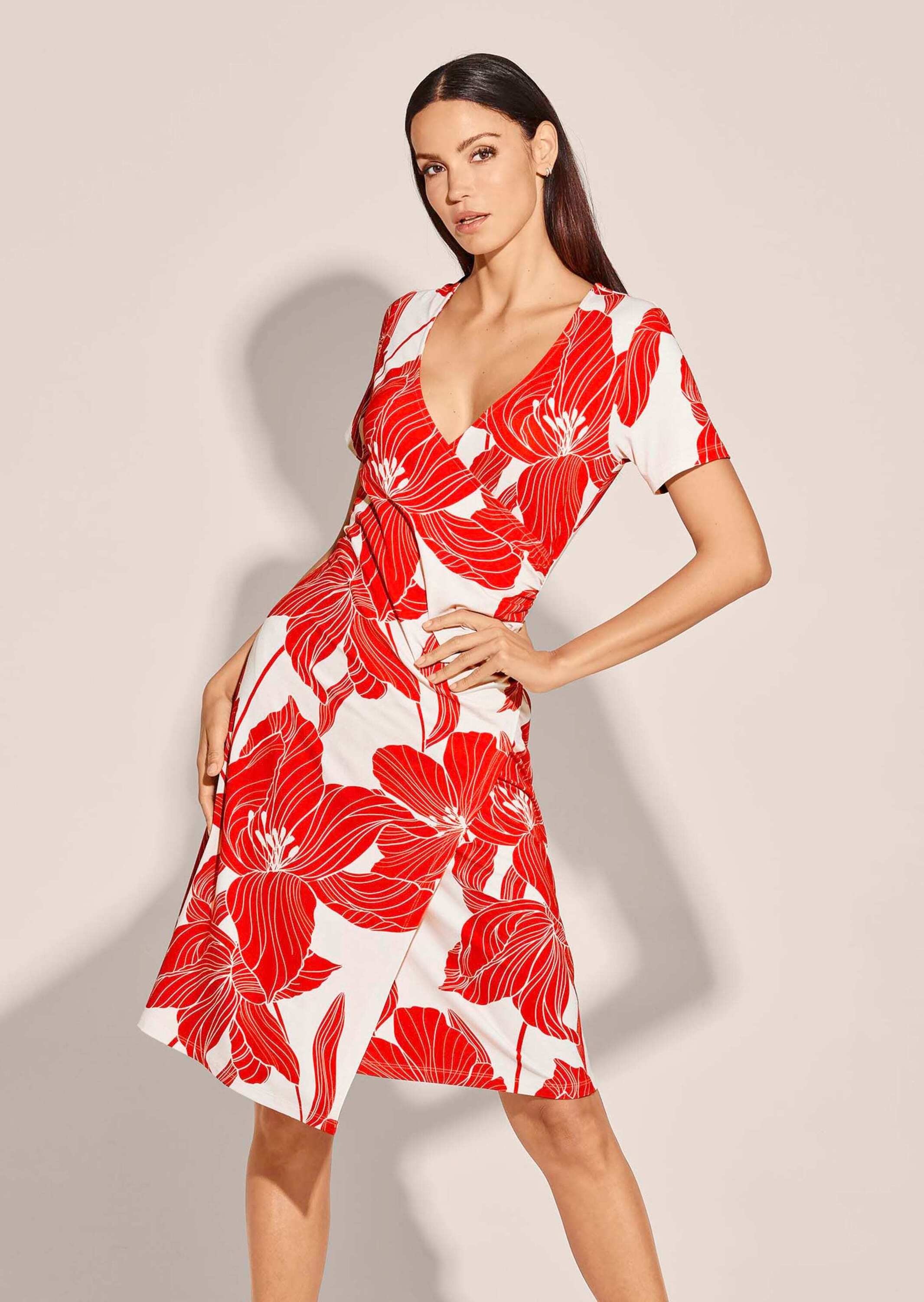 MADELEINE Jerseykleid "Jerseykleid Kleid in Wickel-Optik mit großem Blütenp günstig online kaufen