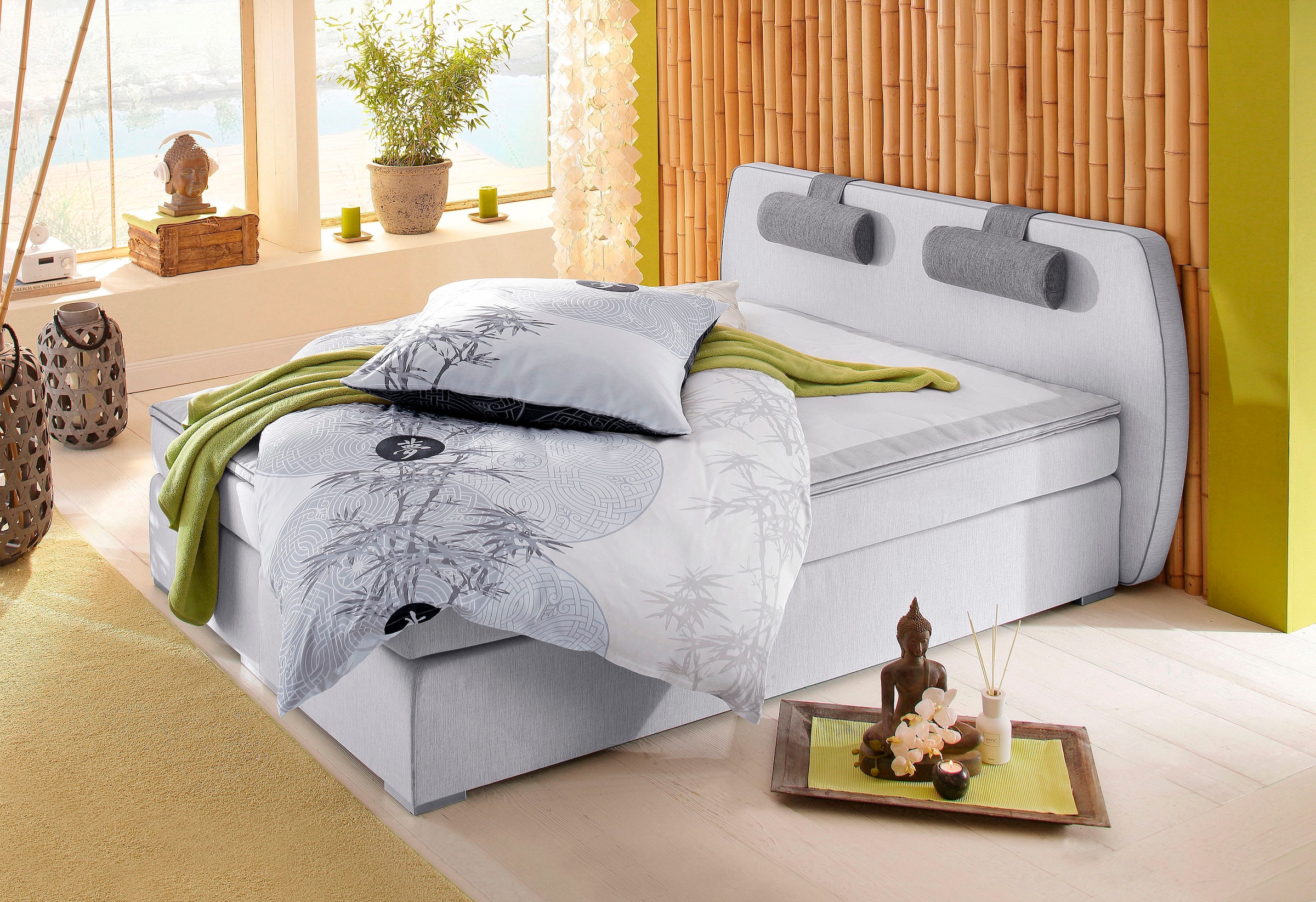 ATLANTIC home collection Boxspringbett "Rex", mit Topper und verstellbaren Nackenkissen