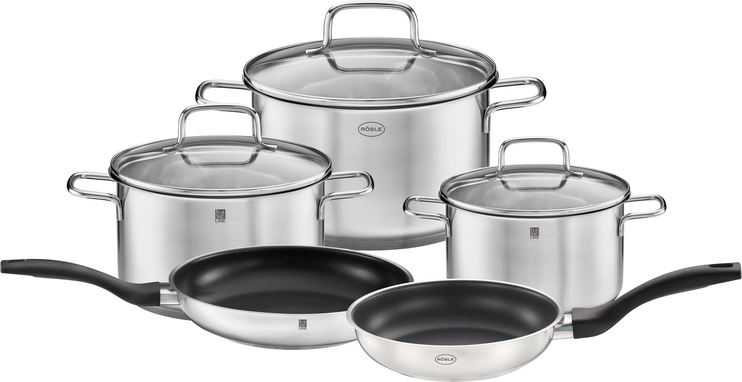 RÖSLE Topf-Set "Basic Line" Set, 1 Kochtopf Ø 16/20/24 cm, 1x Bratpfanne Ø günstig online kaufen